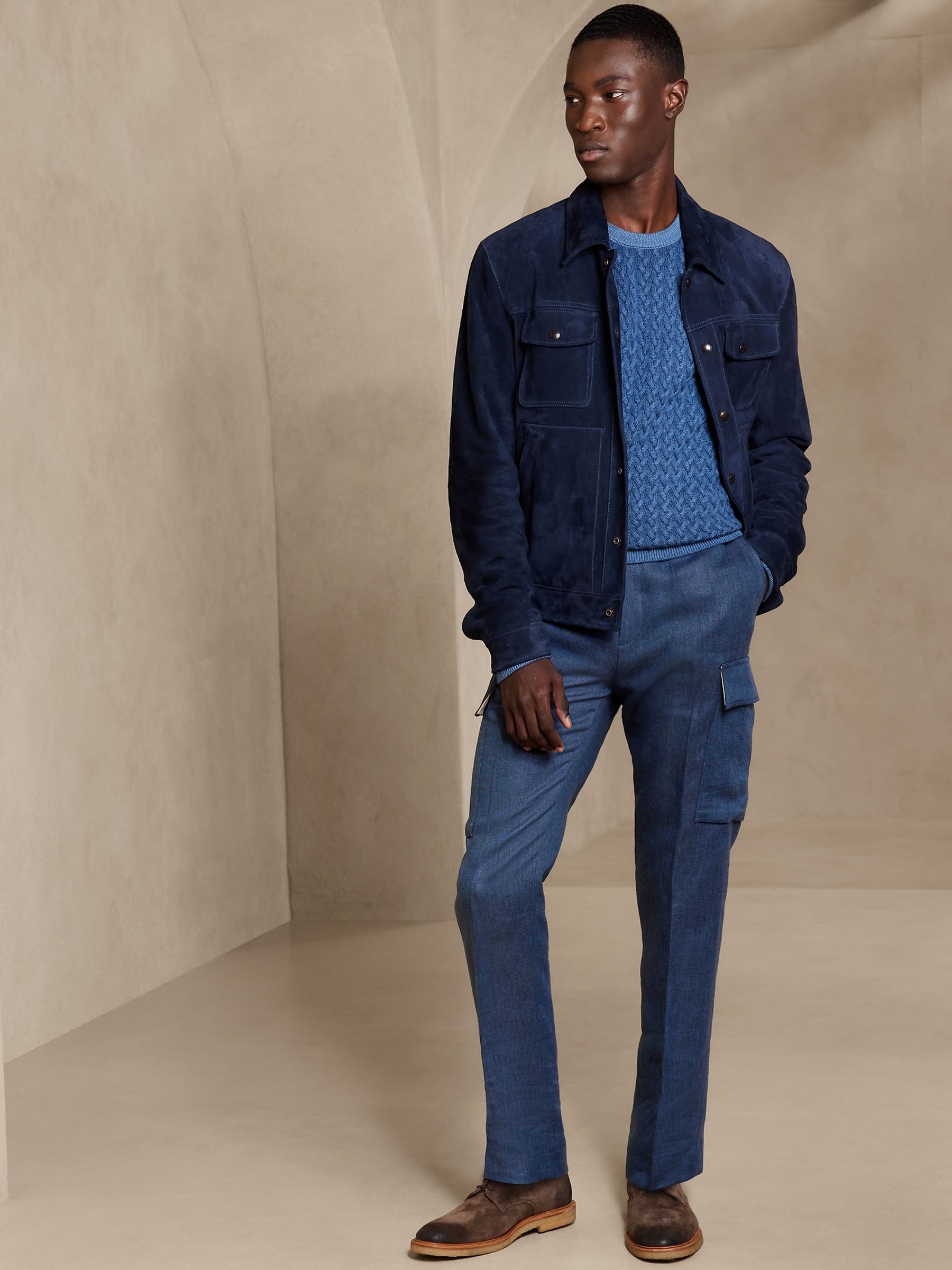 Banana Republic Blue Linen Cargo Dress Trousers - Image 1 of 3