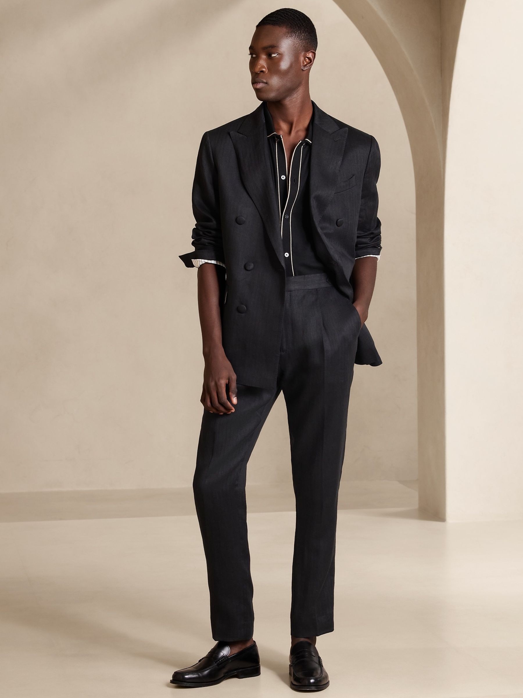 Banana Republic Black Gavin Linen Suit Trousers - Image 1 of 1