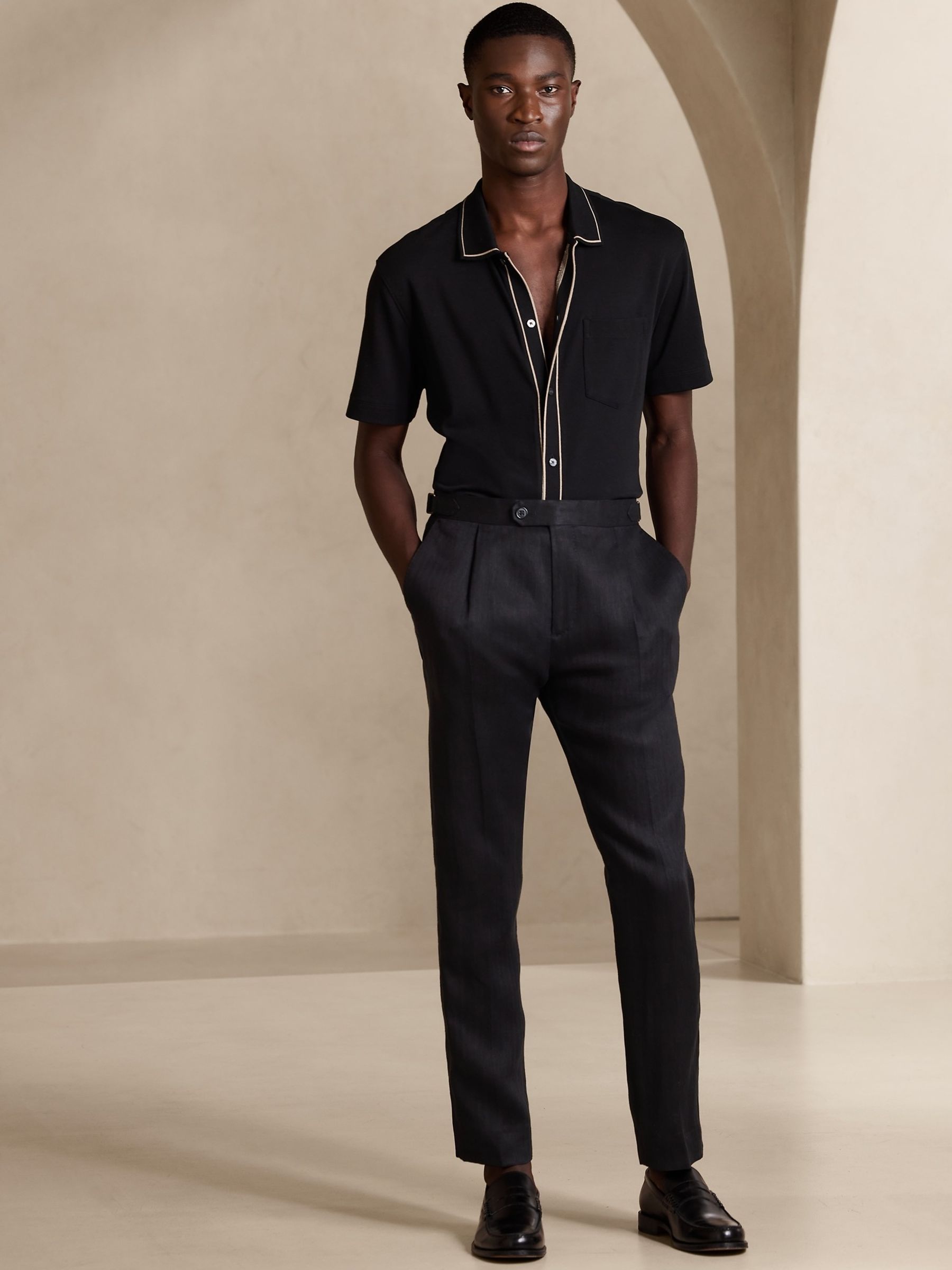 Banana Republic Black Gavin Linen Suit Trousers - Image 3 of 3
