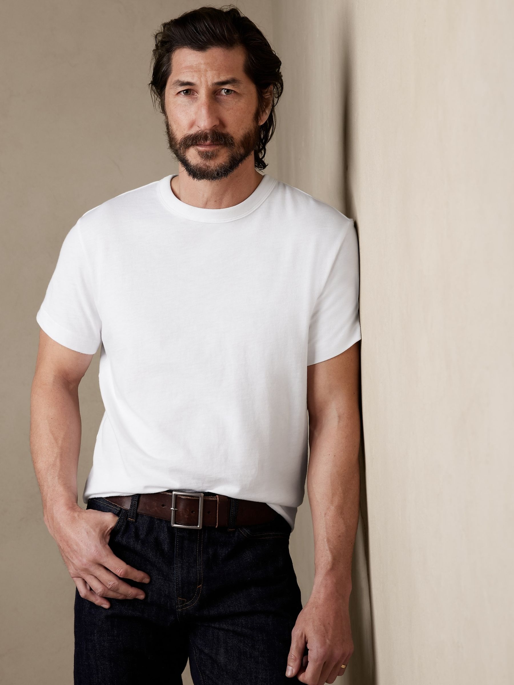 Banana Republic White Rugged Slub T-Shirt - Image 1 of 1