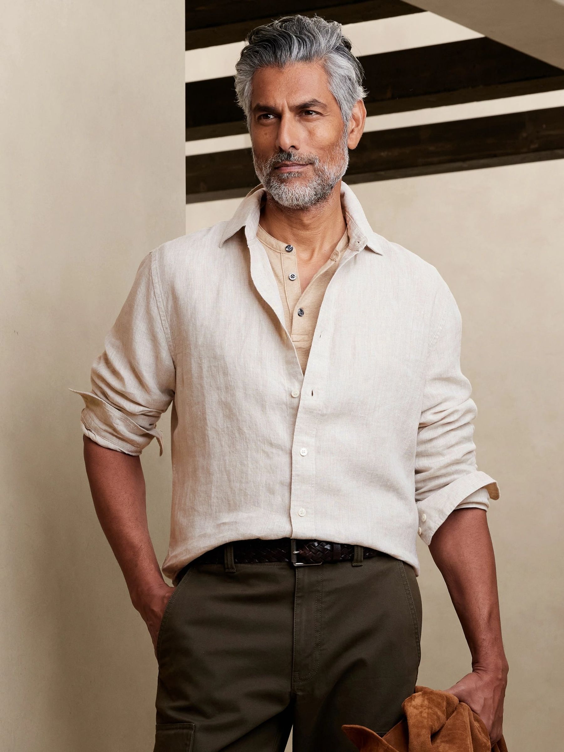 Banana Republic Beige Castello Linen Shirt - Image 1 of 1