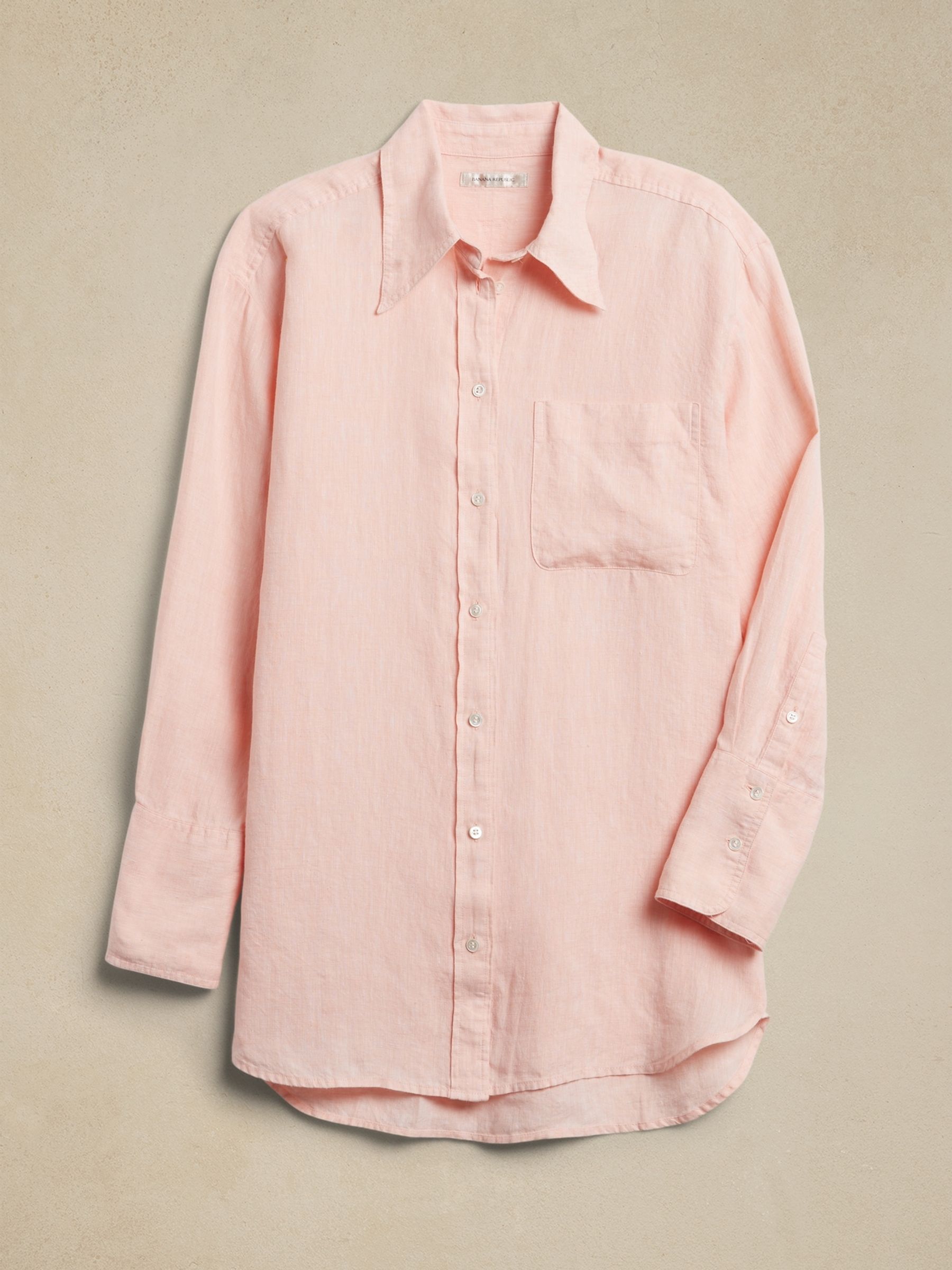 Banana Republic Pink The Oversized Linen Shirt - Image 2 of 2