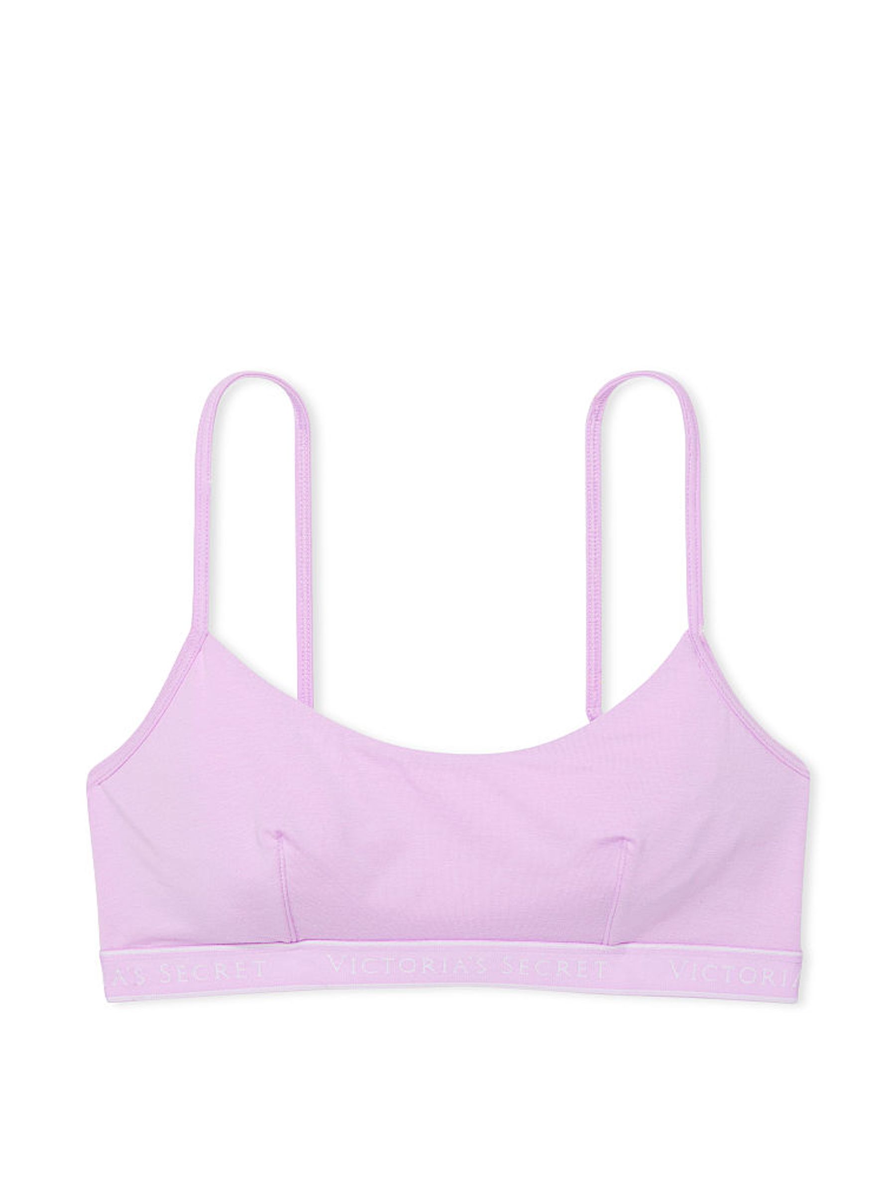 Silky Lilac Purple Cotton Logo Cotton Scoop Bralette - Image 1 of 1