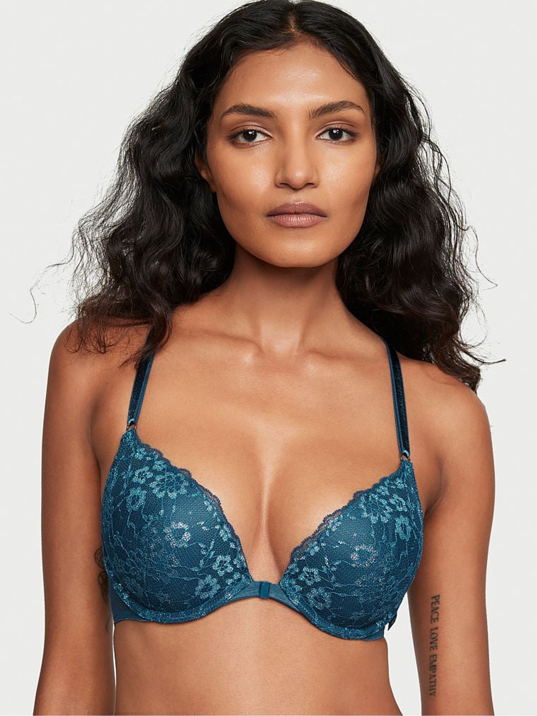 Midnight Sea Blue Posey Lace Lace T-Shirt Push Up Bra - Image 1 of 3
