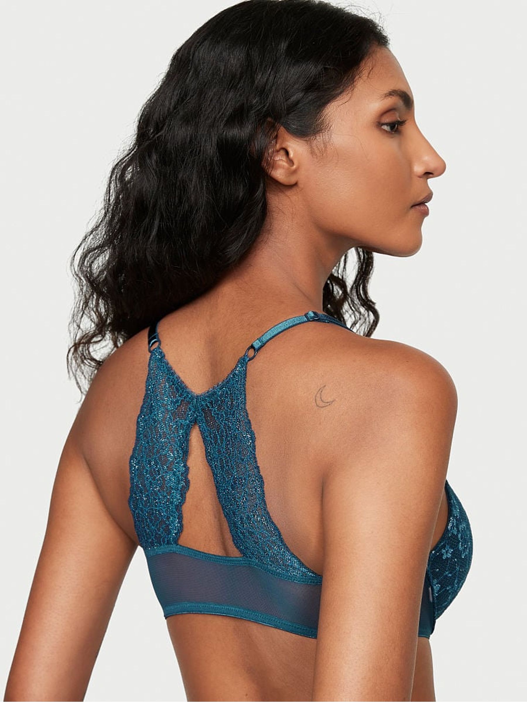 Midnight Sea Blue Posey Lace Lace T-Shirt Push Up Bra - Image 2 of 3