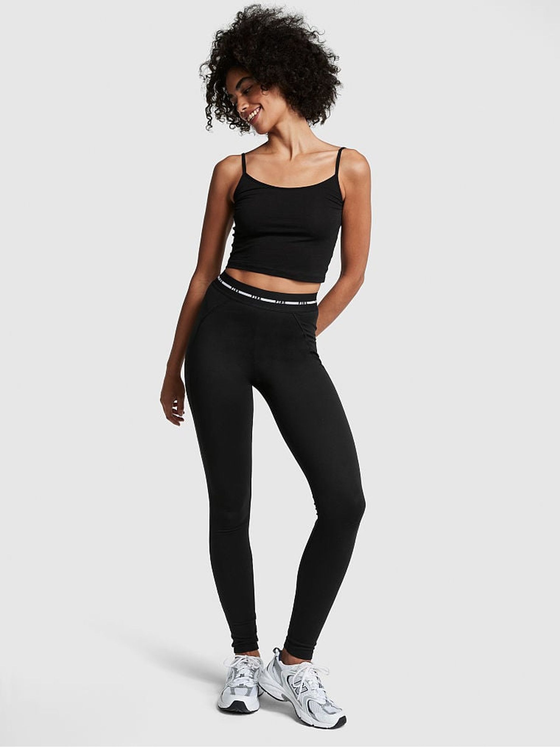 Pure Black Logo Waistband Legging - Image 1 of 4