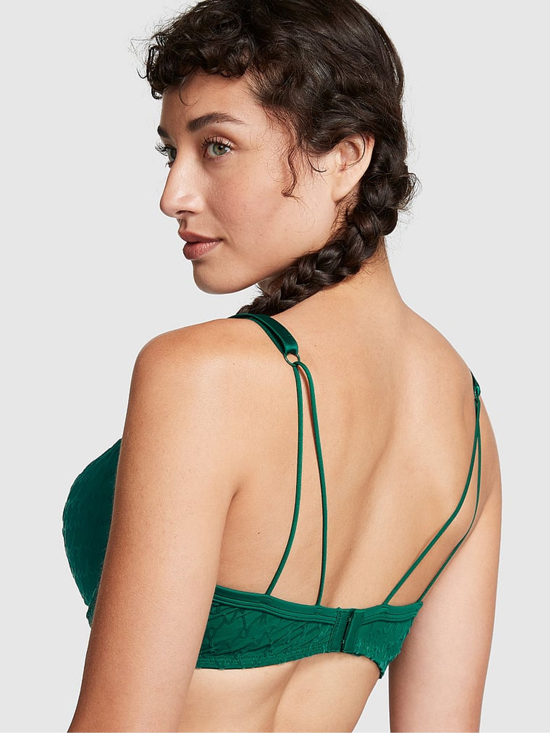 Garnet Green Push Up Flocked Mesh Push Up Bralette - Image 2 of 4