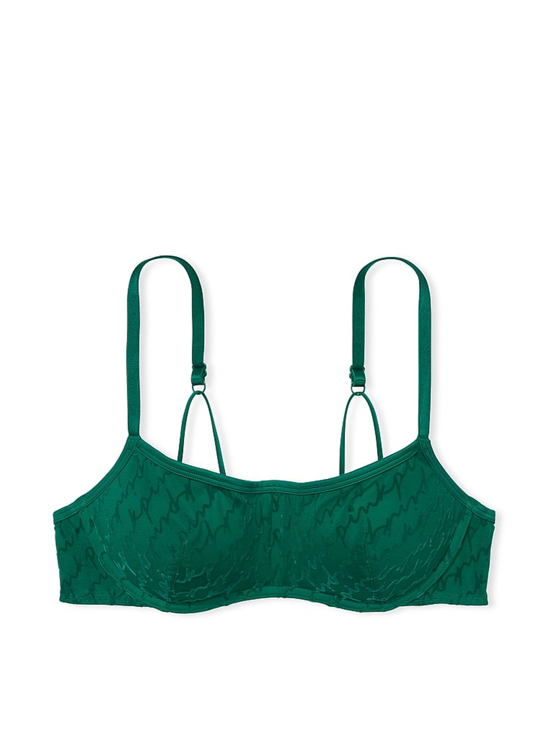 Garnet Green Push Up Flocked Mesh Push Up Bralette - Image 4 of 4
