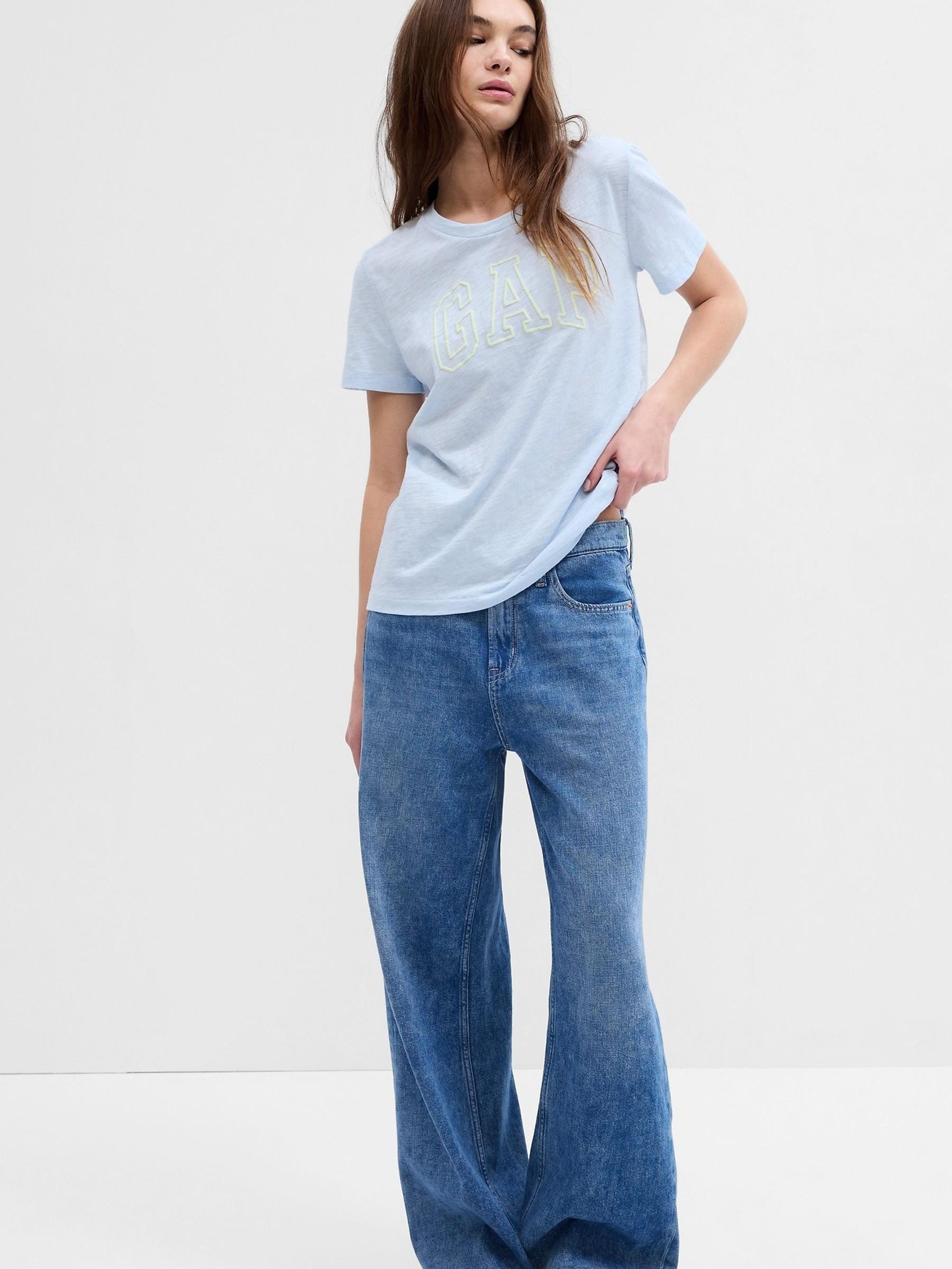 Blue Organic Cotton Gap Logo Crew Neck T-Shirt - Image 1 of 2