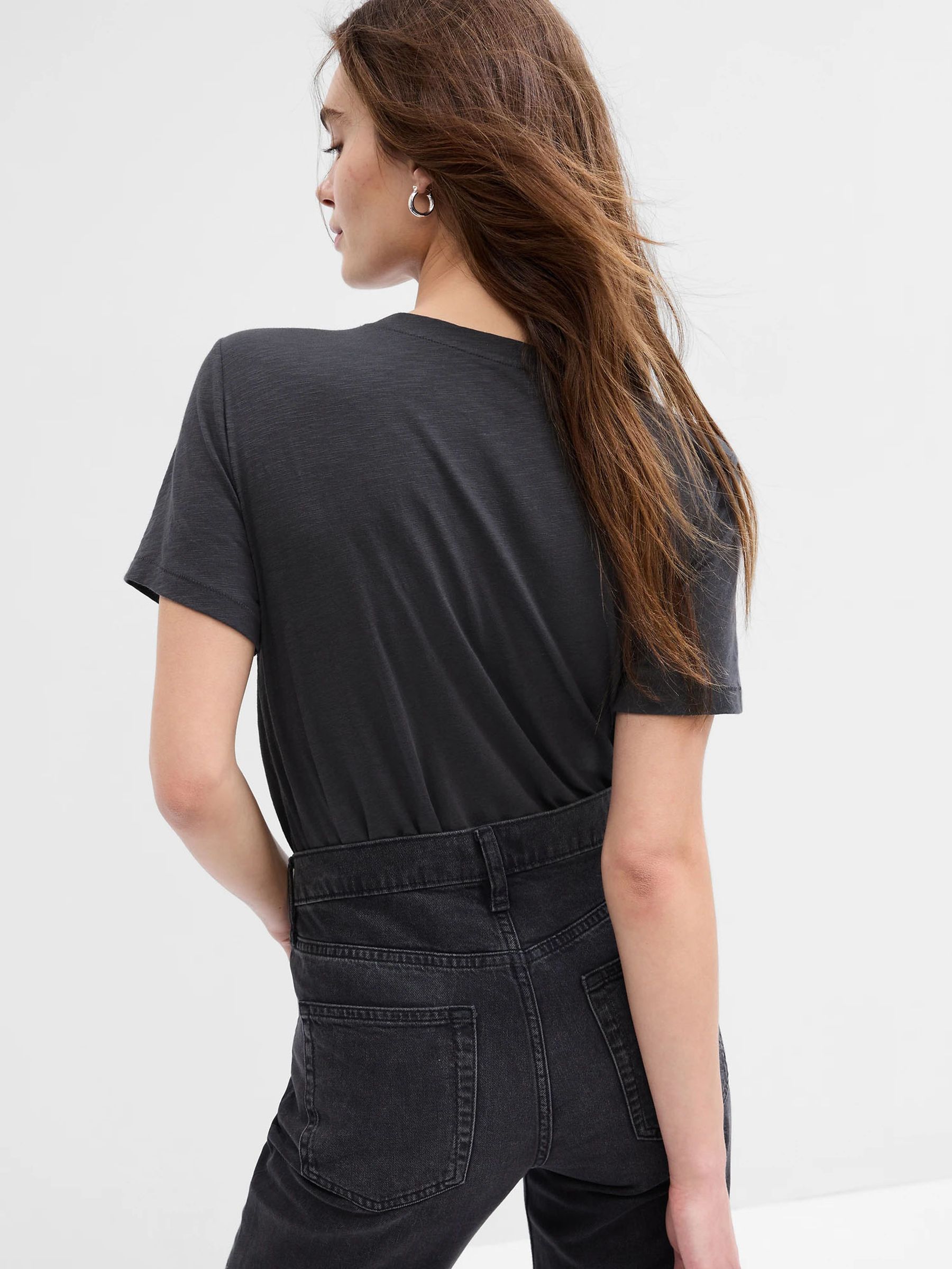 Black/Grey Organic Cotton Gap Logo Crew Neck T-Shirt - Image 2 of 2