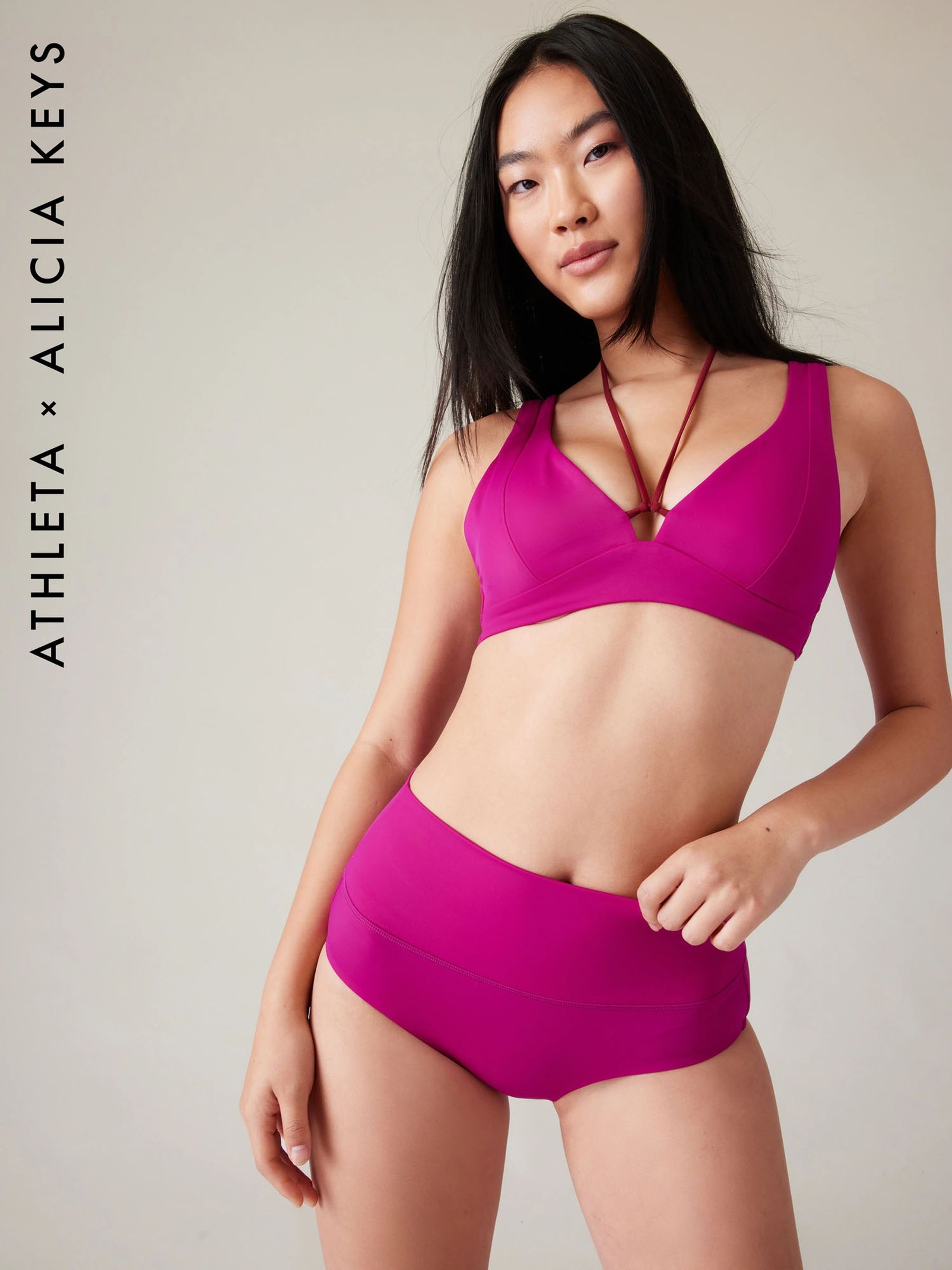 Athleta Purple Alicia Keys A-C Cup Daybreak Plunge Bikini Top - Image 1 of 1