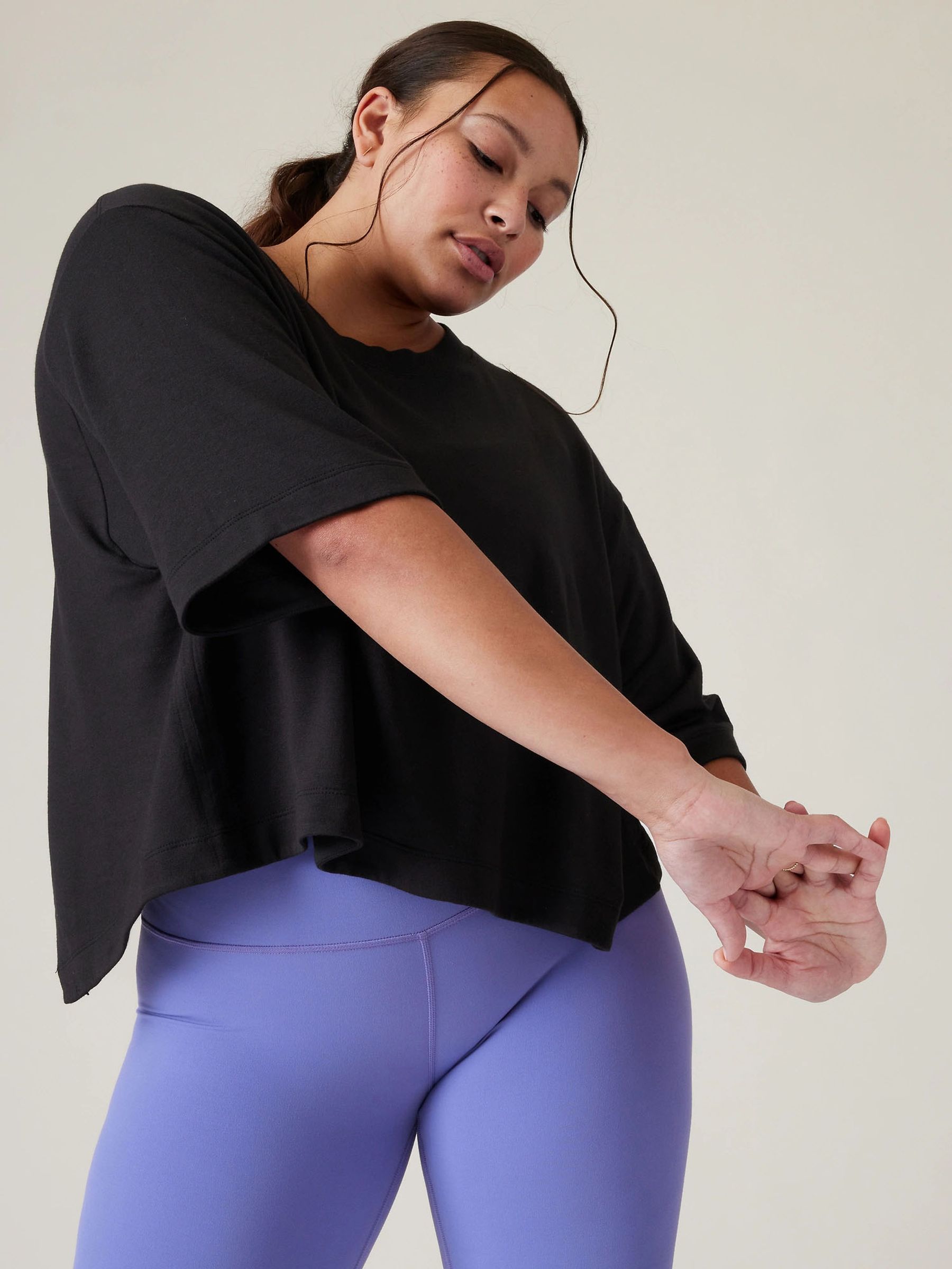Athleta Black Bliss Crew Neck Sweat Top - Image 1 of 5