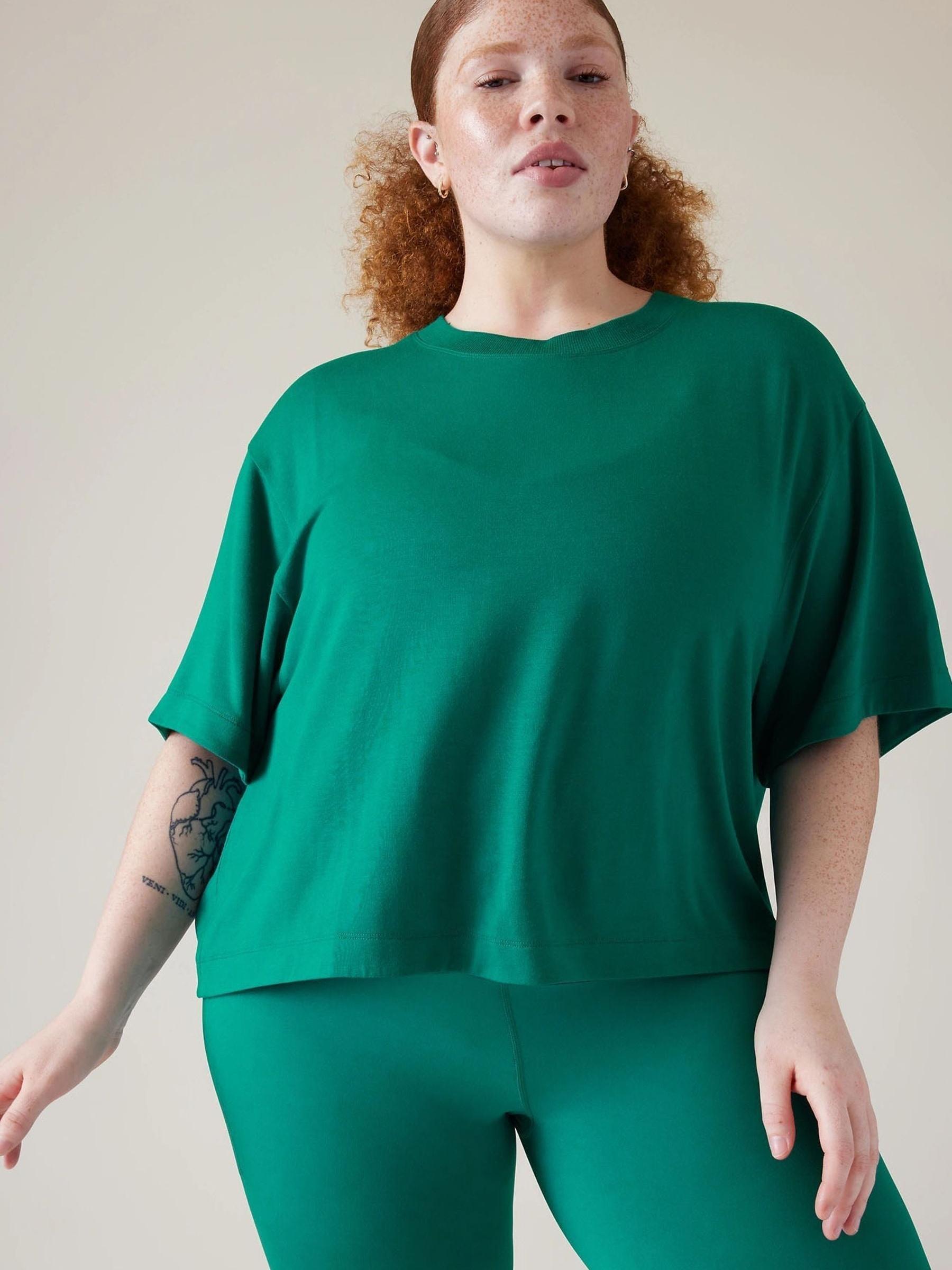 Athleta Green Bliss Crew Neck Sweat Top - Image 1 of 6