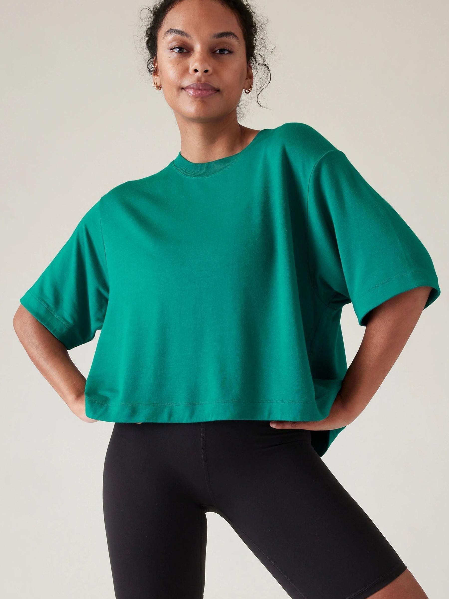 Athleta Green Bliss Crew Neck Sweat Top - Image 4 of 6