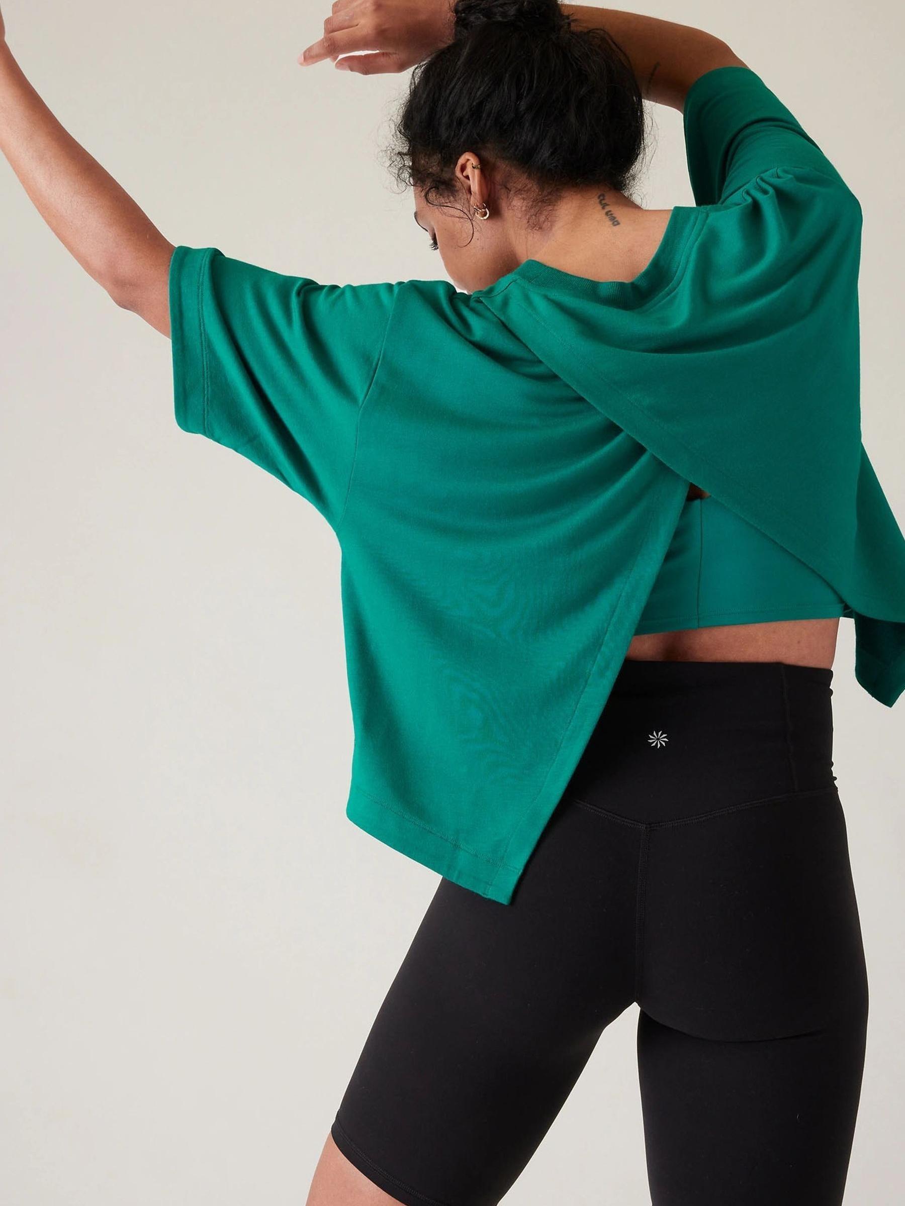 Athleta Green Bliss Crew Neck Sweat Top - Image 5 of 6