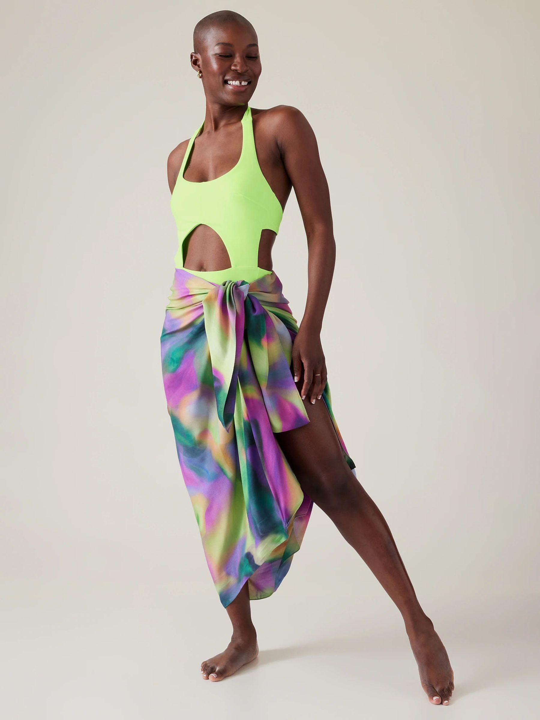 Athleta Green Alicia Keys Daybreak Cut Out Swimsuit - Image 3 of 5