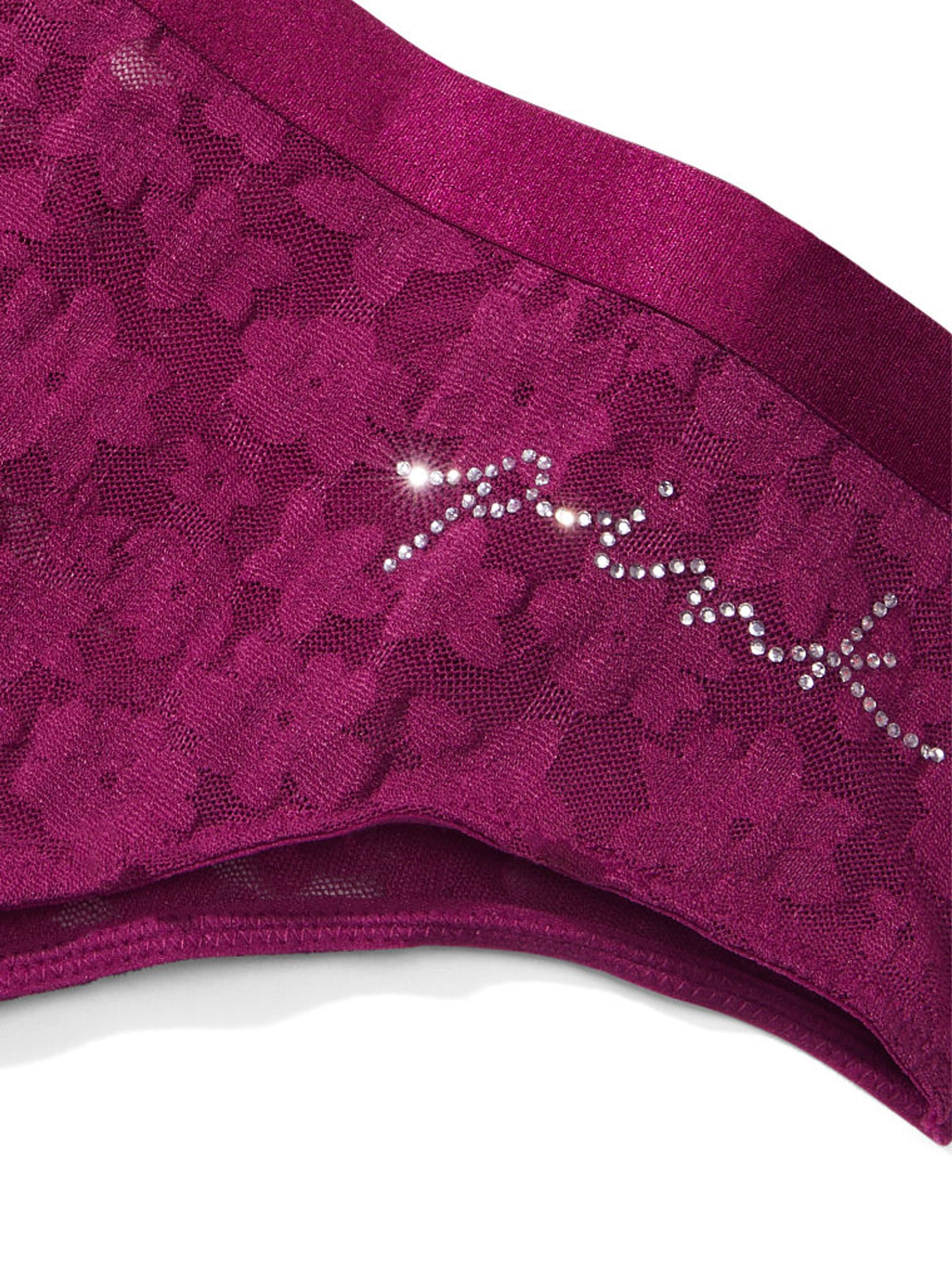 Vivid Magenta Pink Tossed Floral Lace Cheekster Knickers - Image 2 of 3
