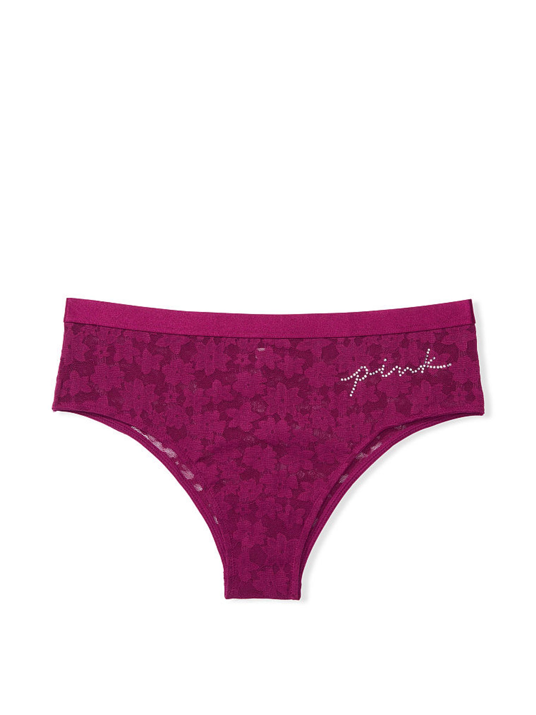 Vivid Magenta Pink Tossed Floral Lace Cheekster Knickers - Image 3 of 3