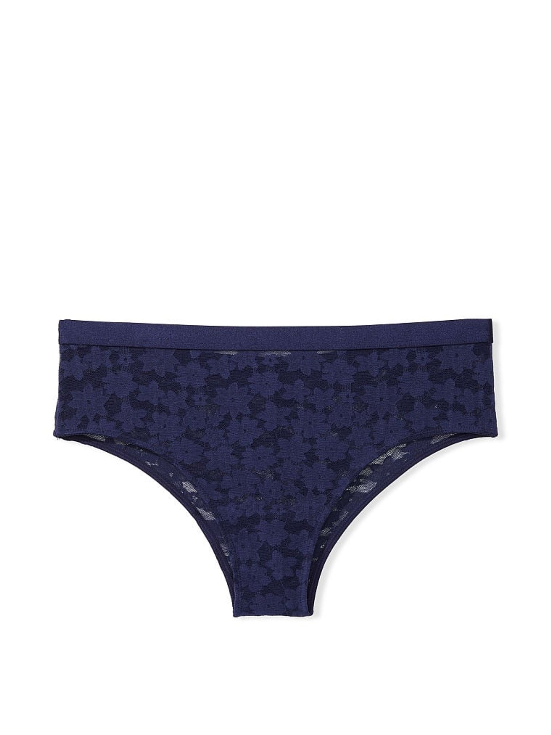 Midnight Navy Blue Tossed Floral Lace Cheekster Knickers - Image 3 of 3