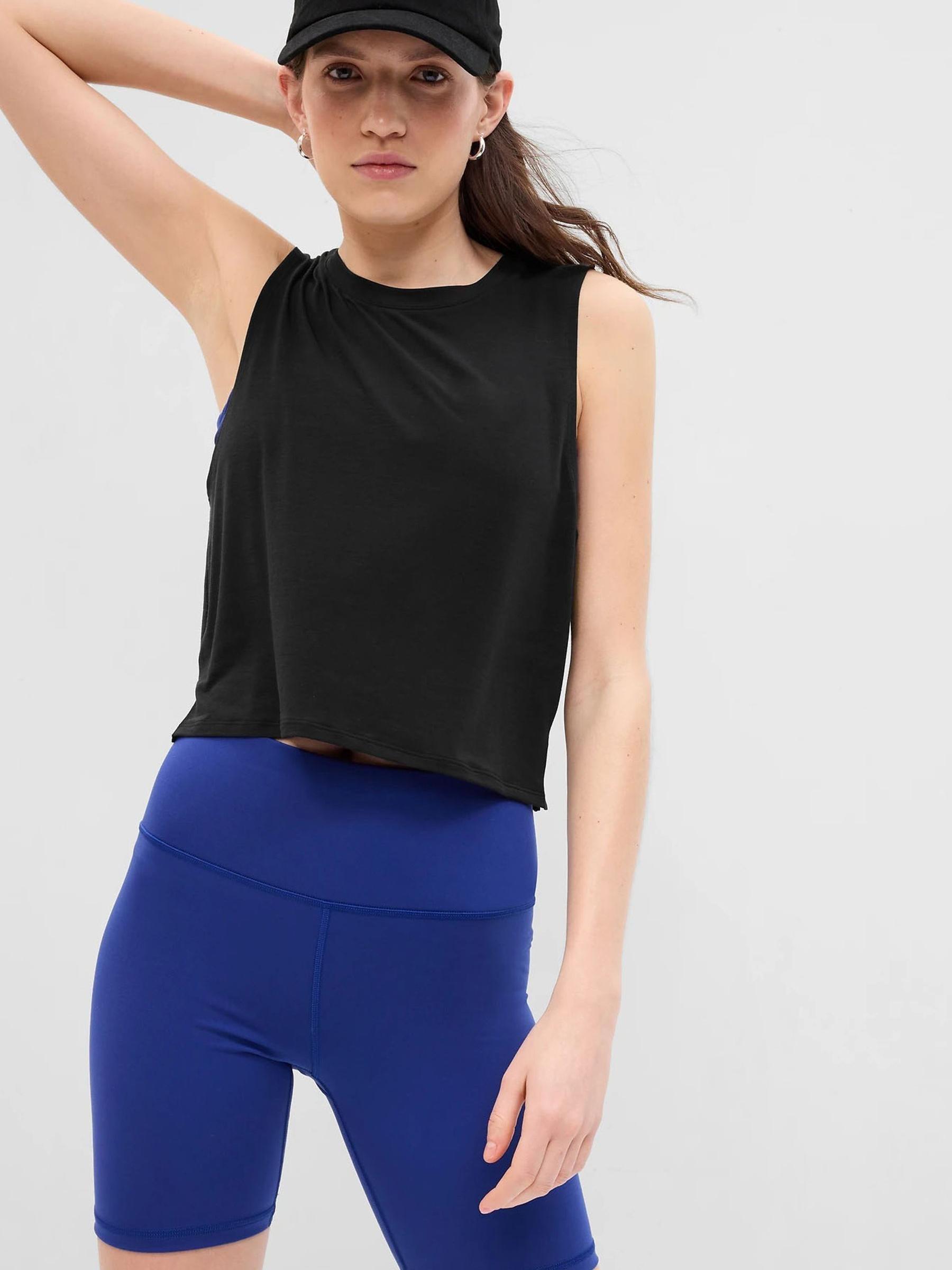 Black Fit Recycled Breathe Cropped Muscle Vest - Image 1 of 2