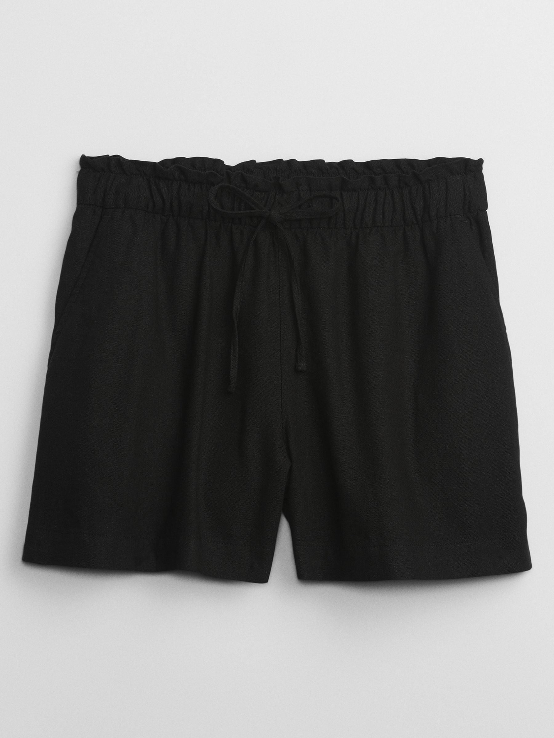Black Linen Pull On Shorts - Image 4 of 4