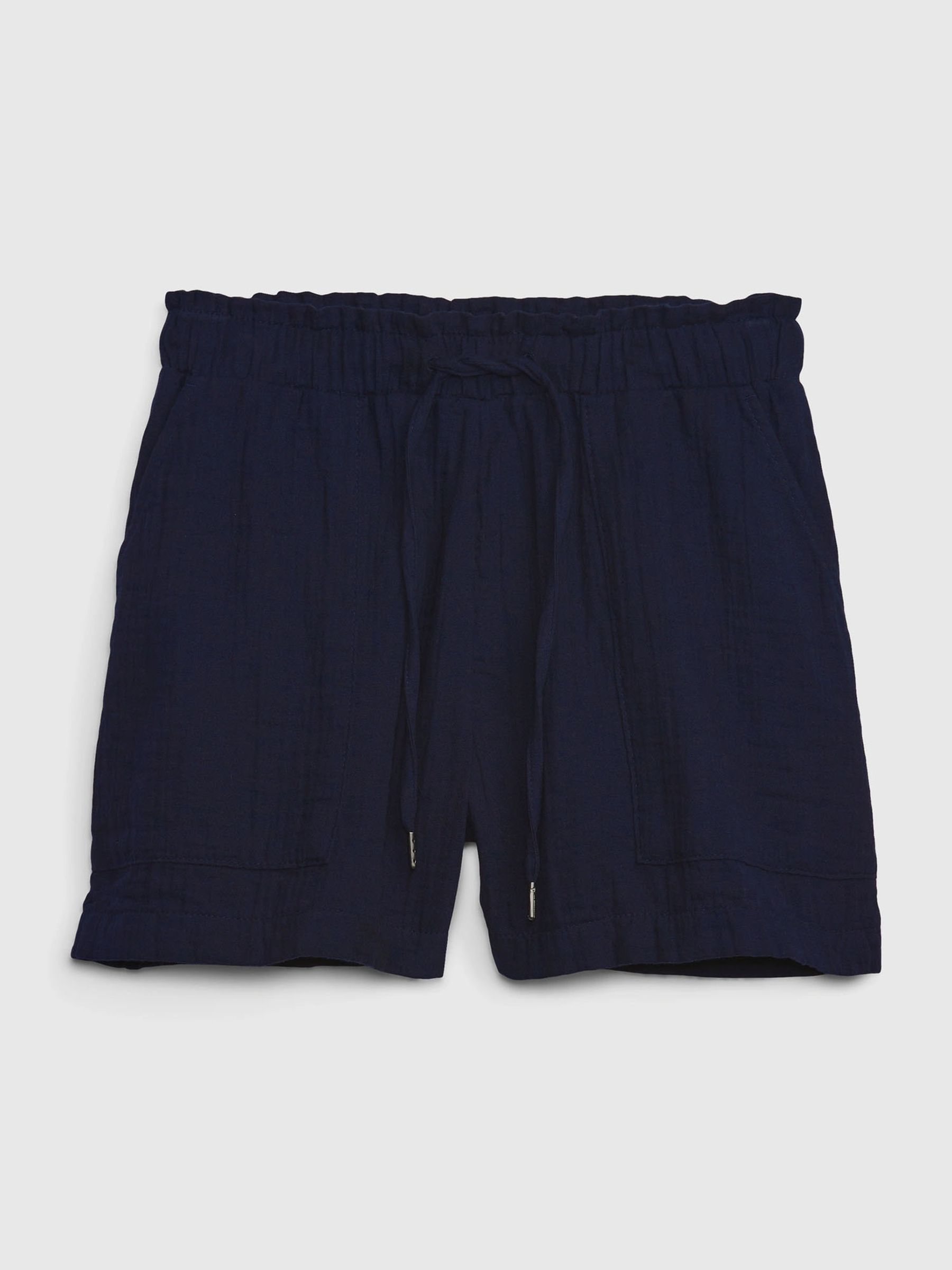 Navy Blue Crinkle Gauze Shorts - Image 4 of 4