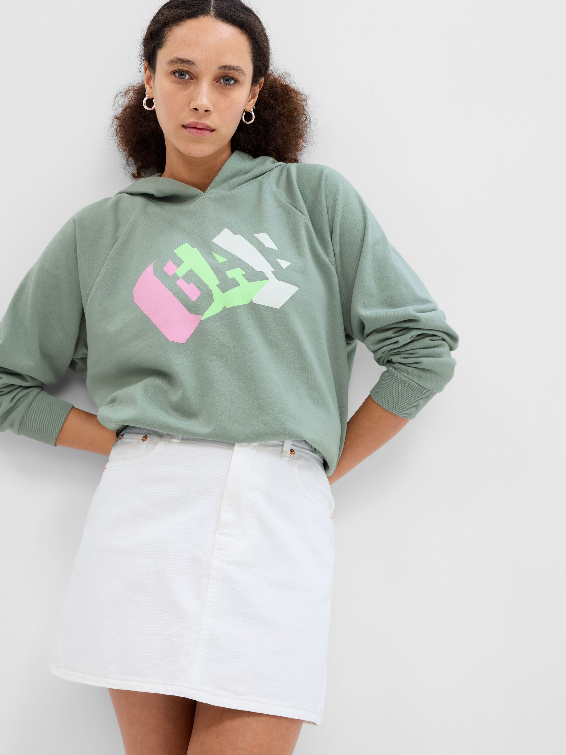 Green Vintage Soft Capsule Logo Boyfriend Hoodie - Image 1 of 4