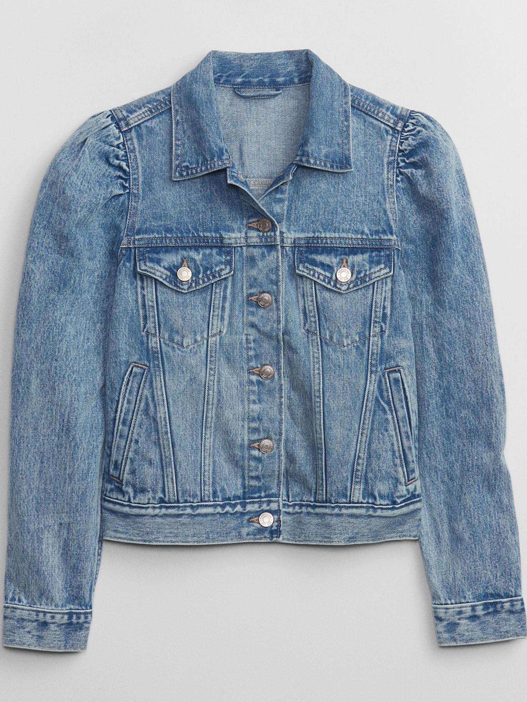 Blue Puff Sleeve Denim Jacket - Image 3 of 3