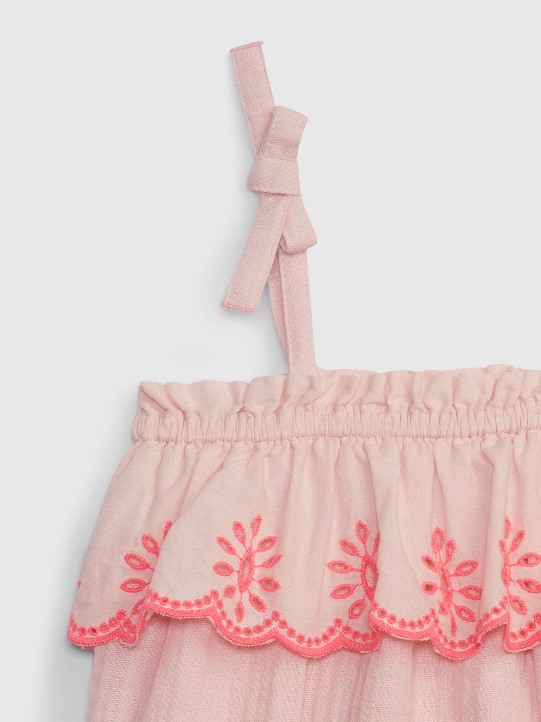 Pink Crinkle Gauze Eyelet Shorty One-Piece - Baby - Image 3 of 3