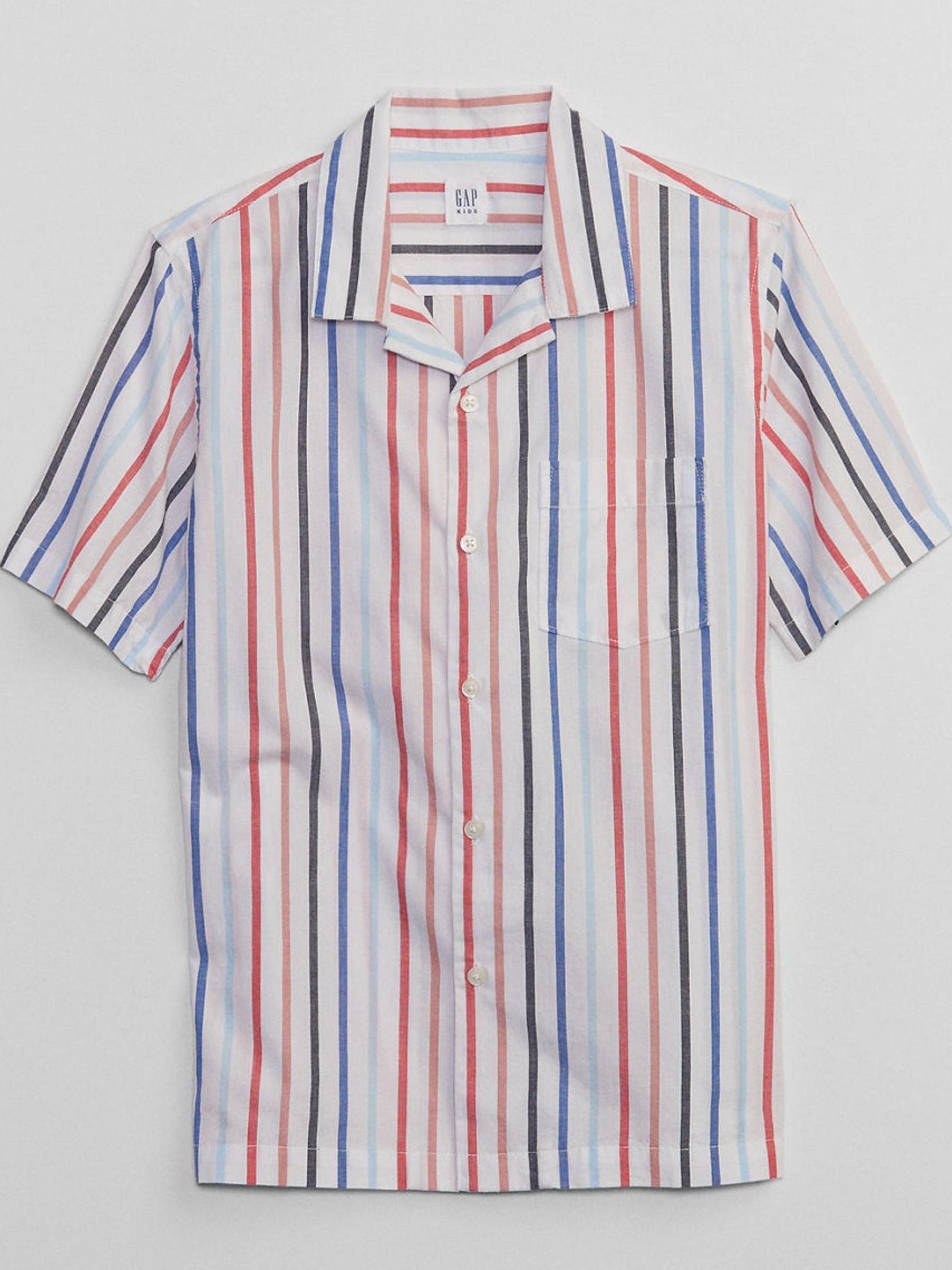 Red Poplin Resort Collar Shirt - Kids - Image 1 of 1