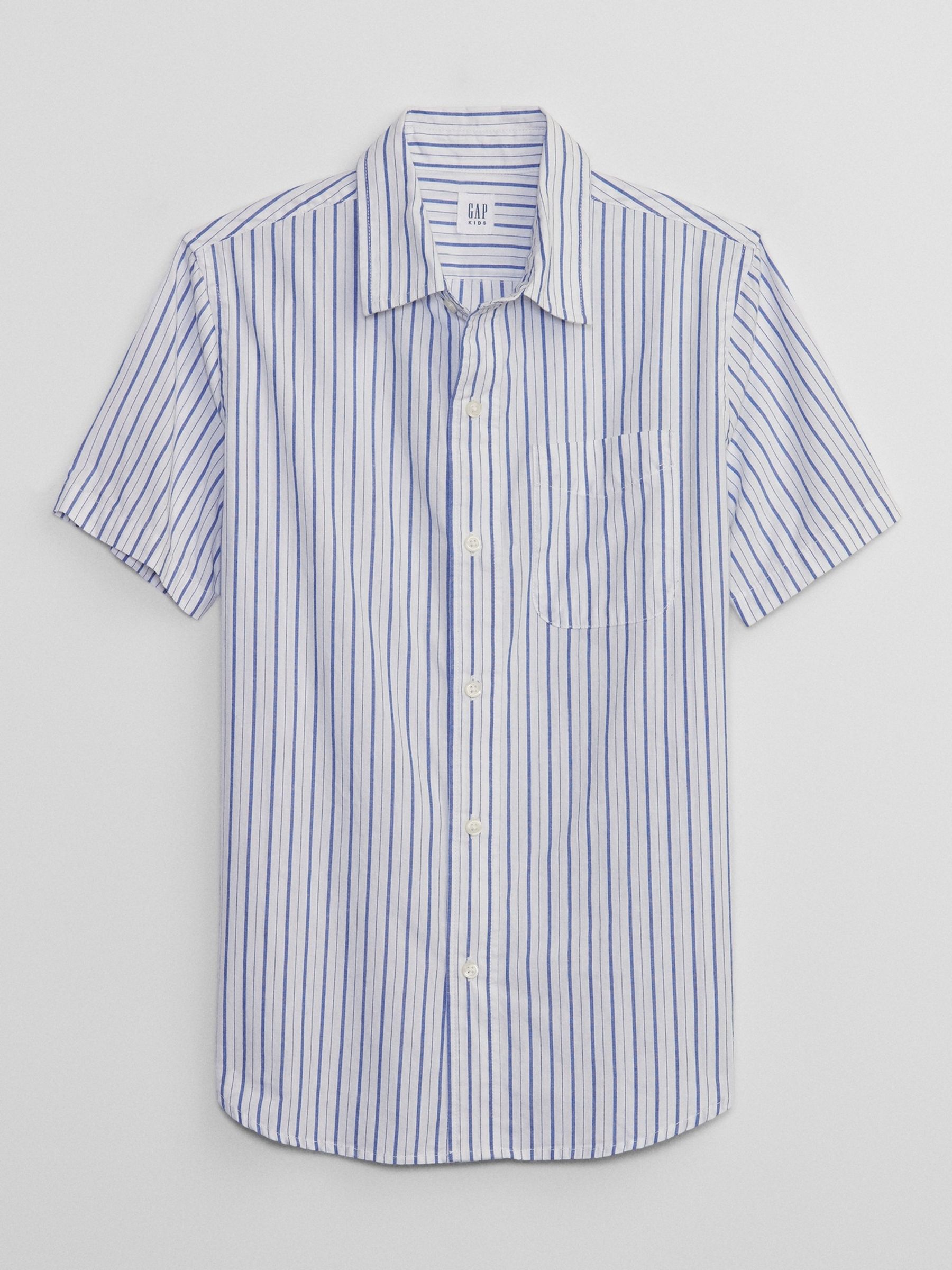 White Poplin Resort Collar Shirt - Kids - Image 1 of 2