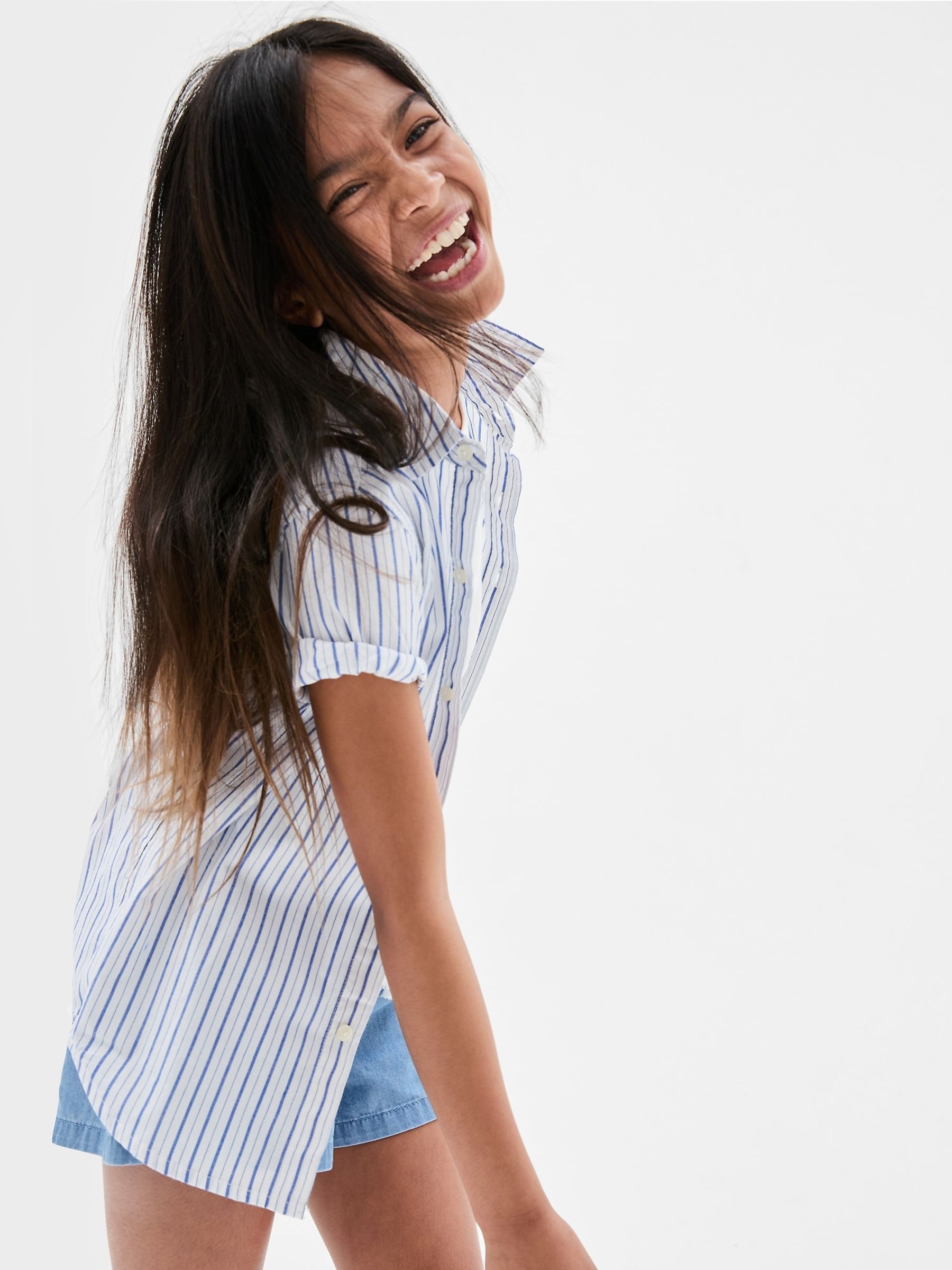 White Poplin Resort Collar Shirt - Kids - Image 2 of 2