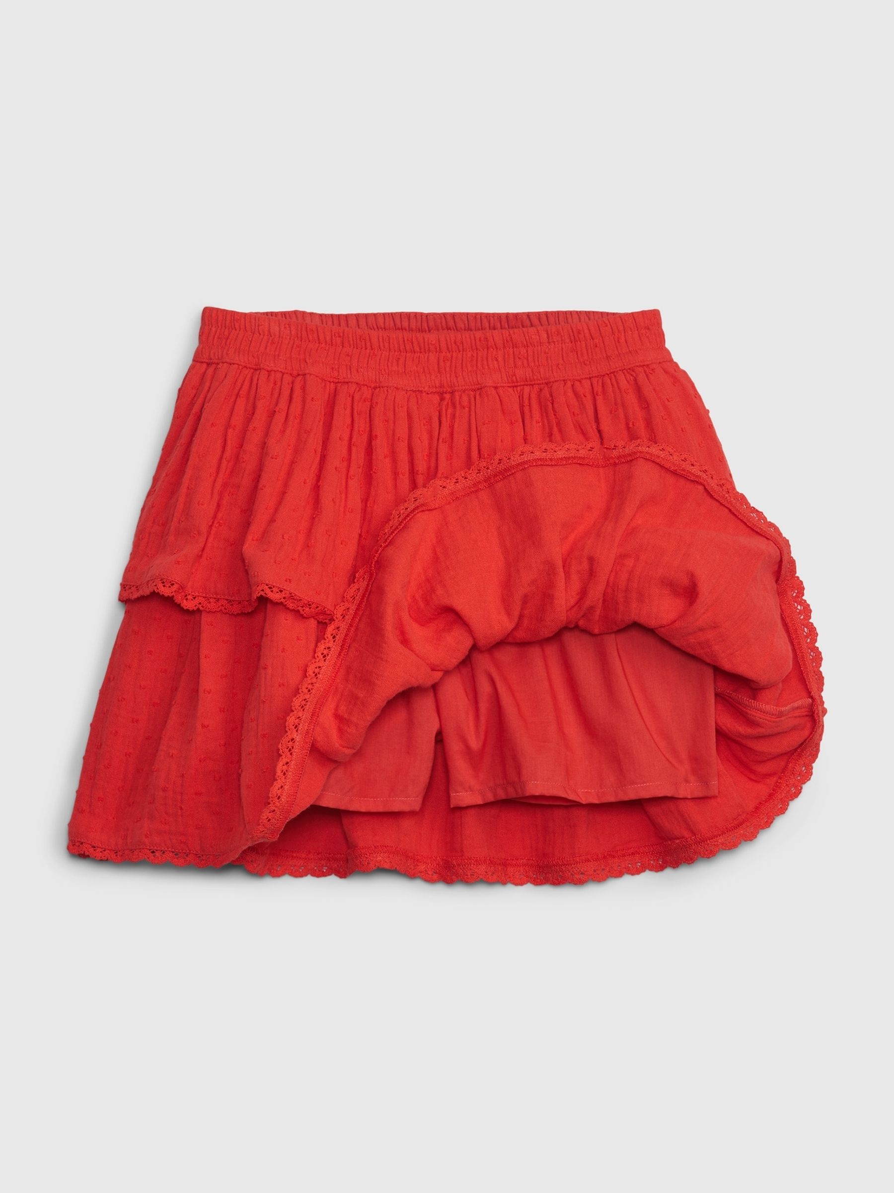 Red Crinkle Gauze Ruffle Skirt - Image 2 of 2