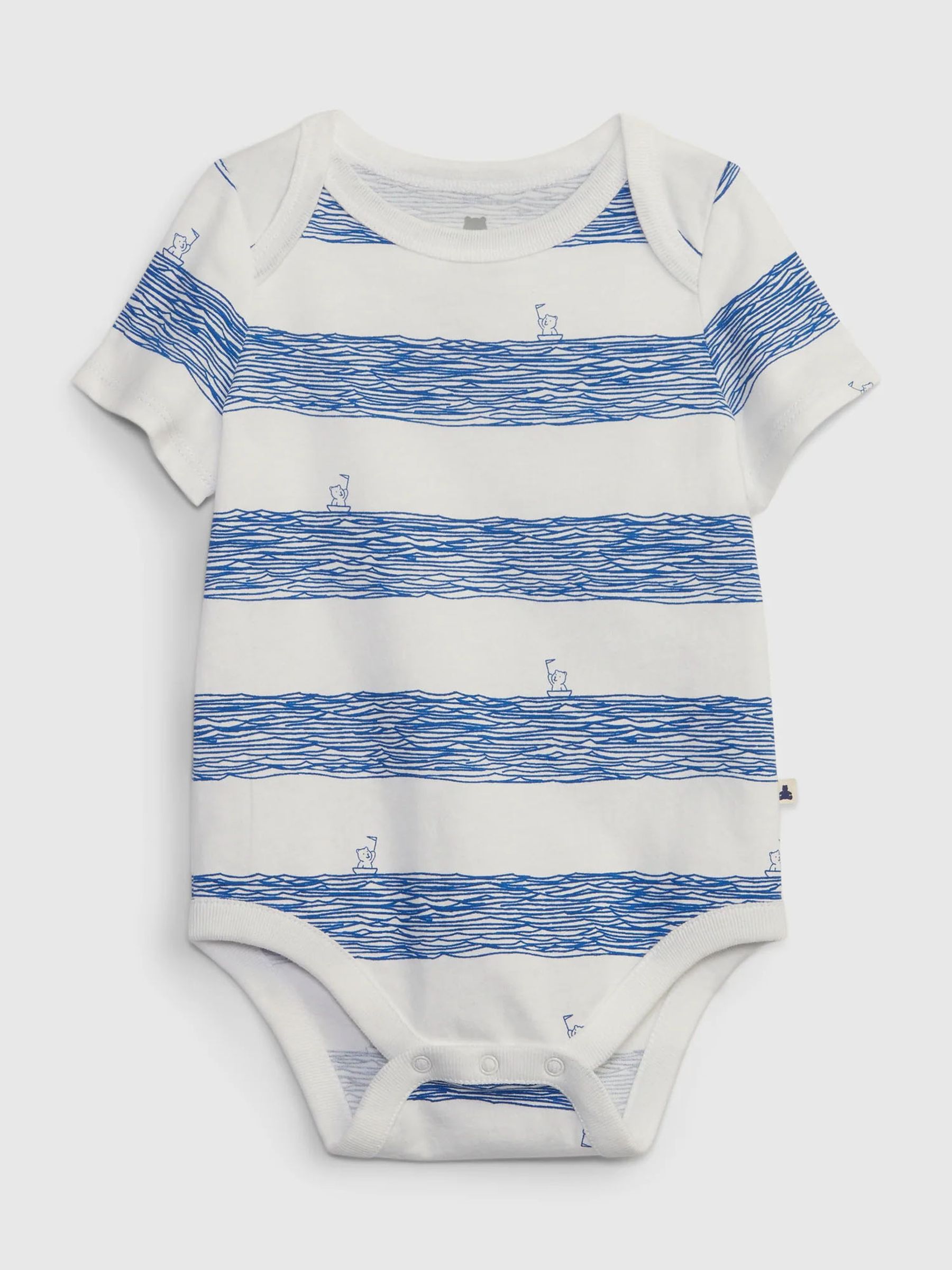 Blue and White Stripe Organic Cotton Mix and Match Baby Bodysuit - Image 1 of 1
