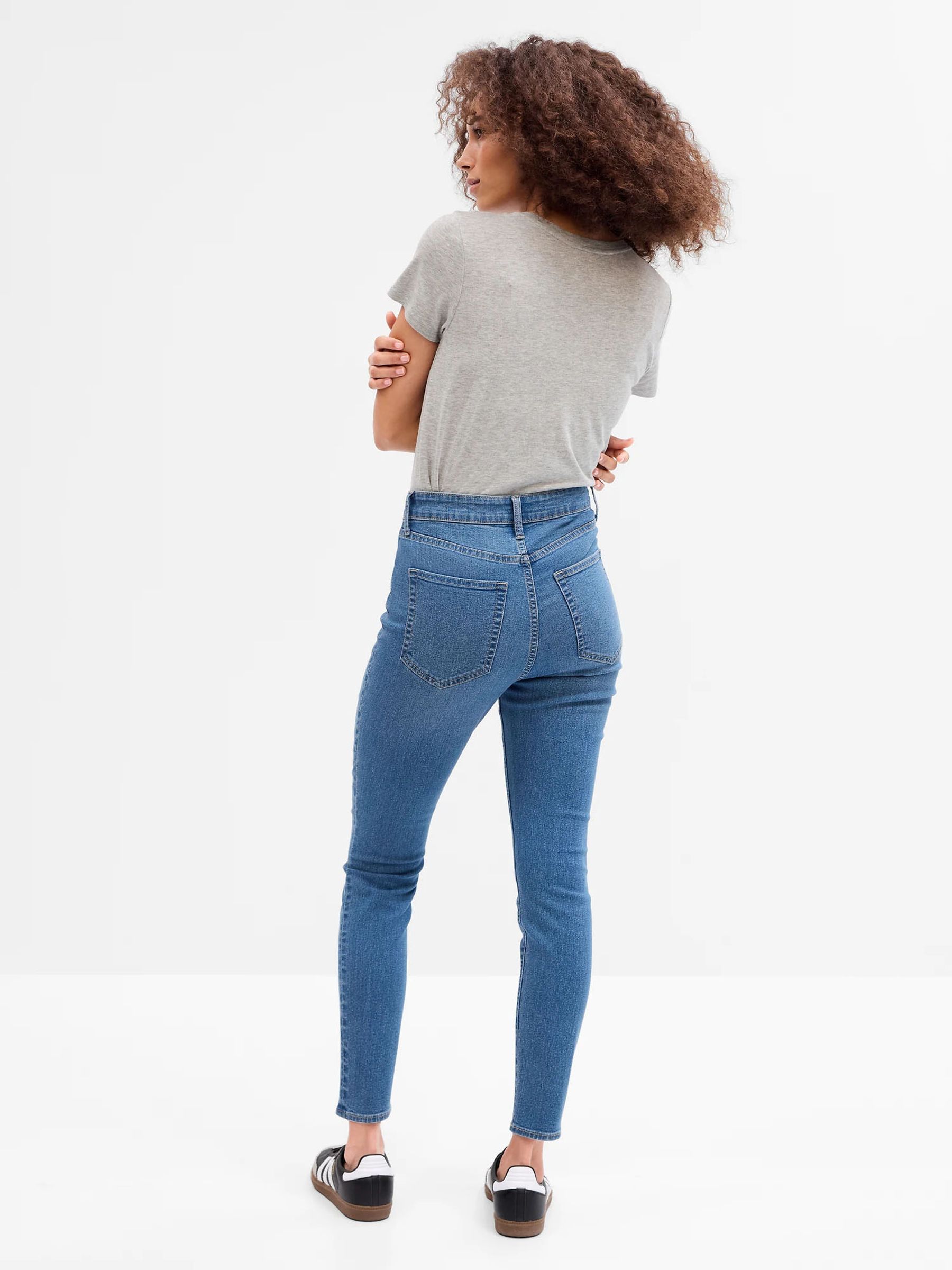 Mid Wash Blue High Waisted Super Stretch Skinny Jeggings - Image 2 of 6