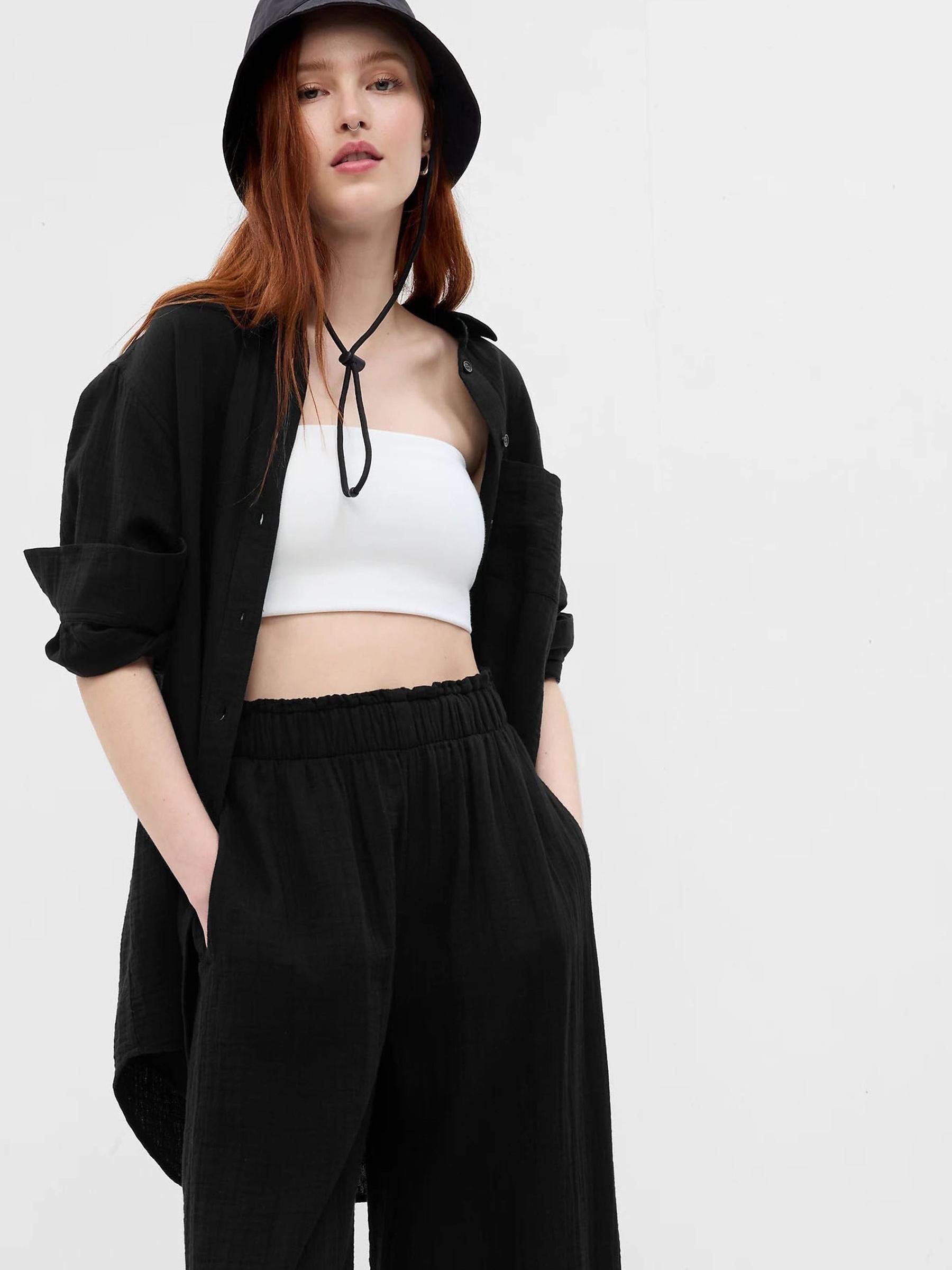 Black Crinkle Gauze Weekend Tunic - Image 1 of 2
