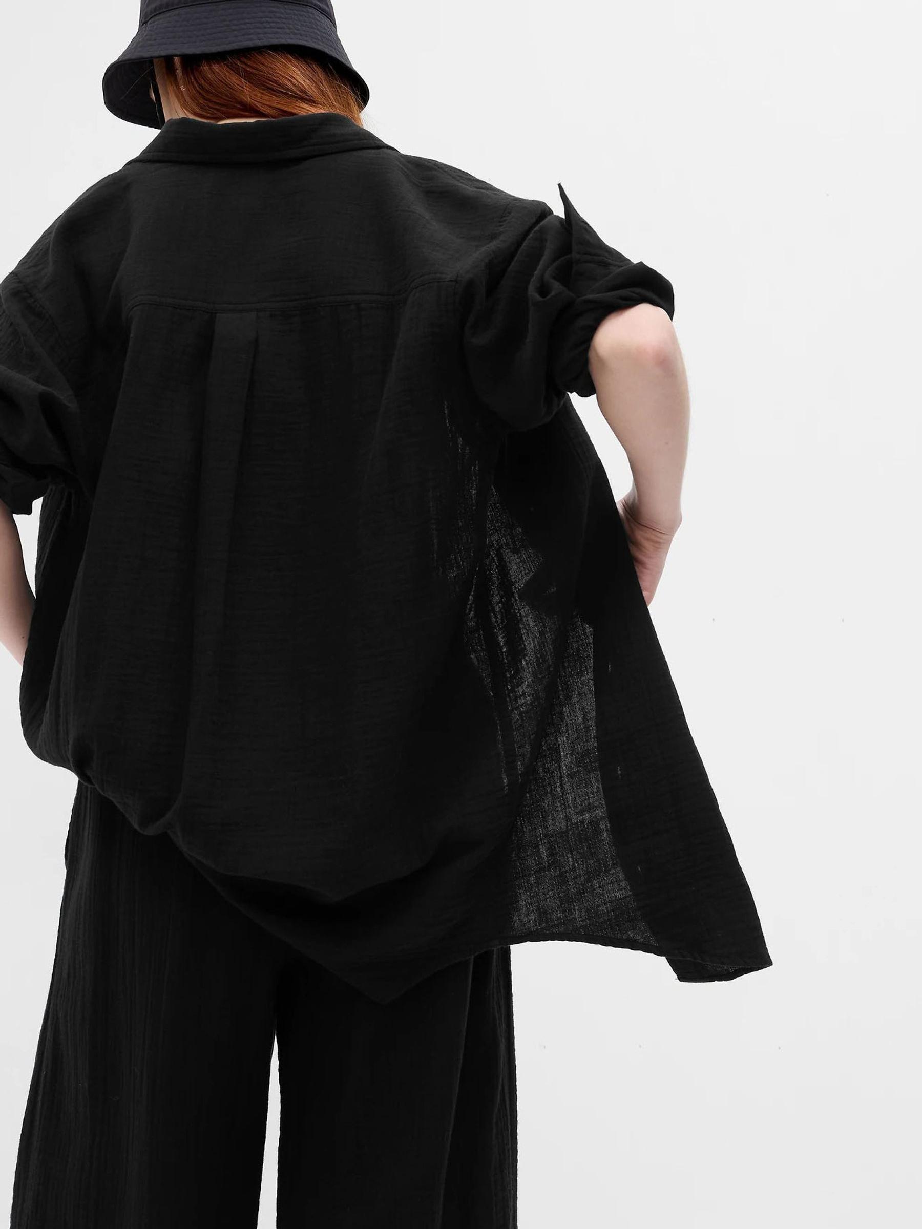 Black Crinkle Gauze Weekend Tunic - Image 2 of 2