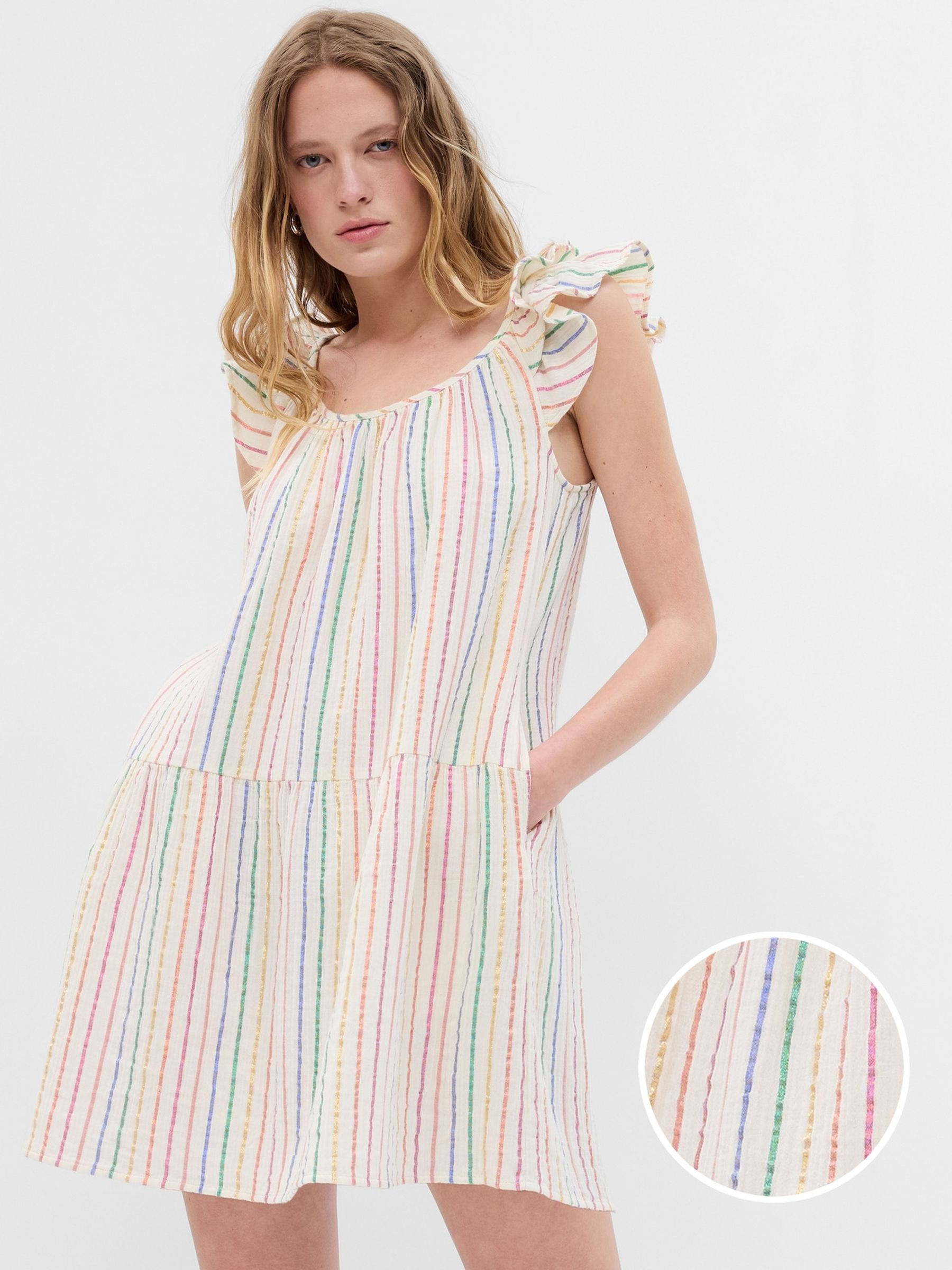 Multi Crinkle Gauze Mini Dress - Image 1 of 2