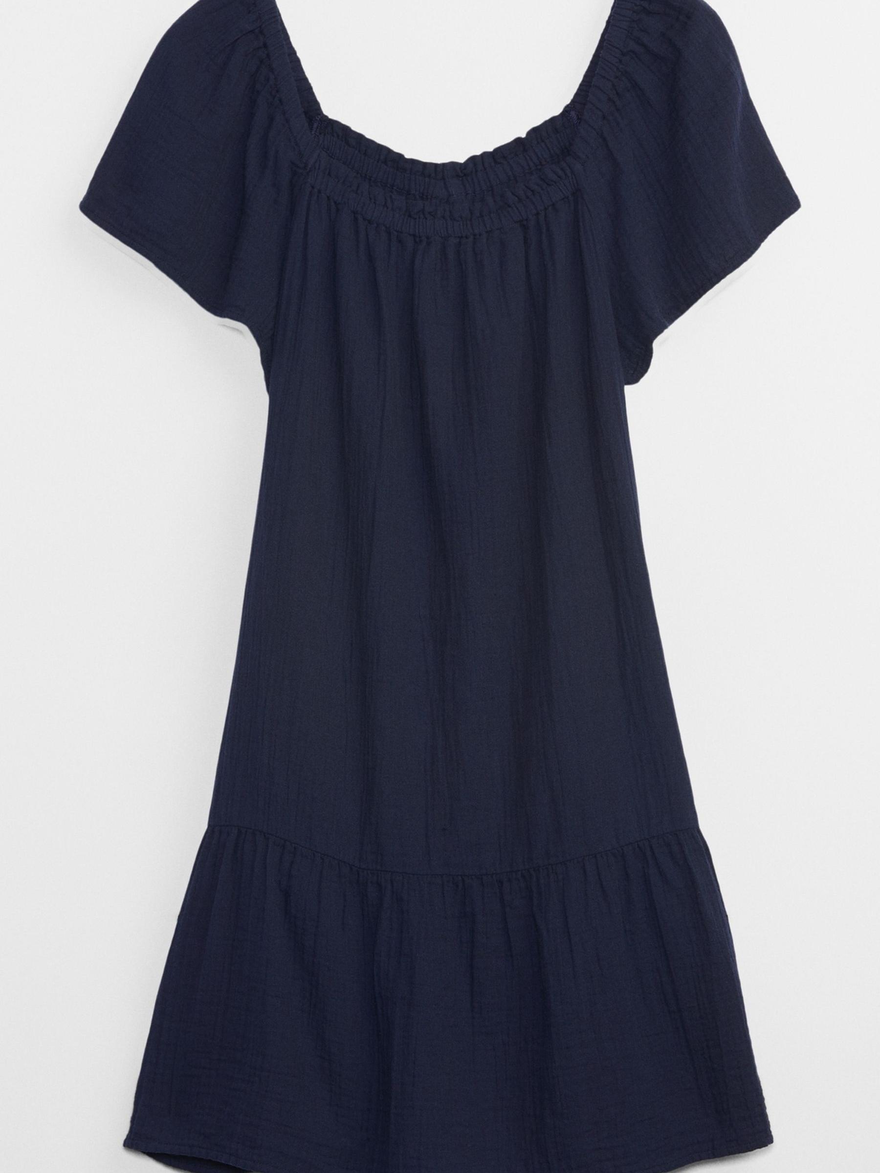 Navy Gauze Squareneck Mini Dress - Image 4 of 5