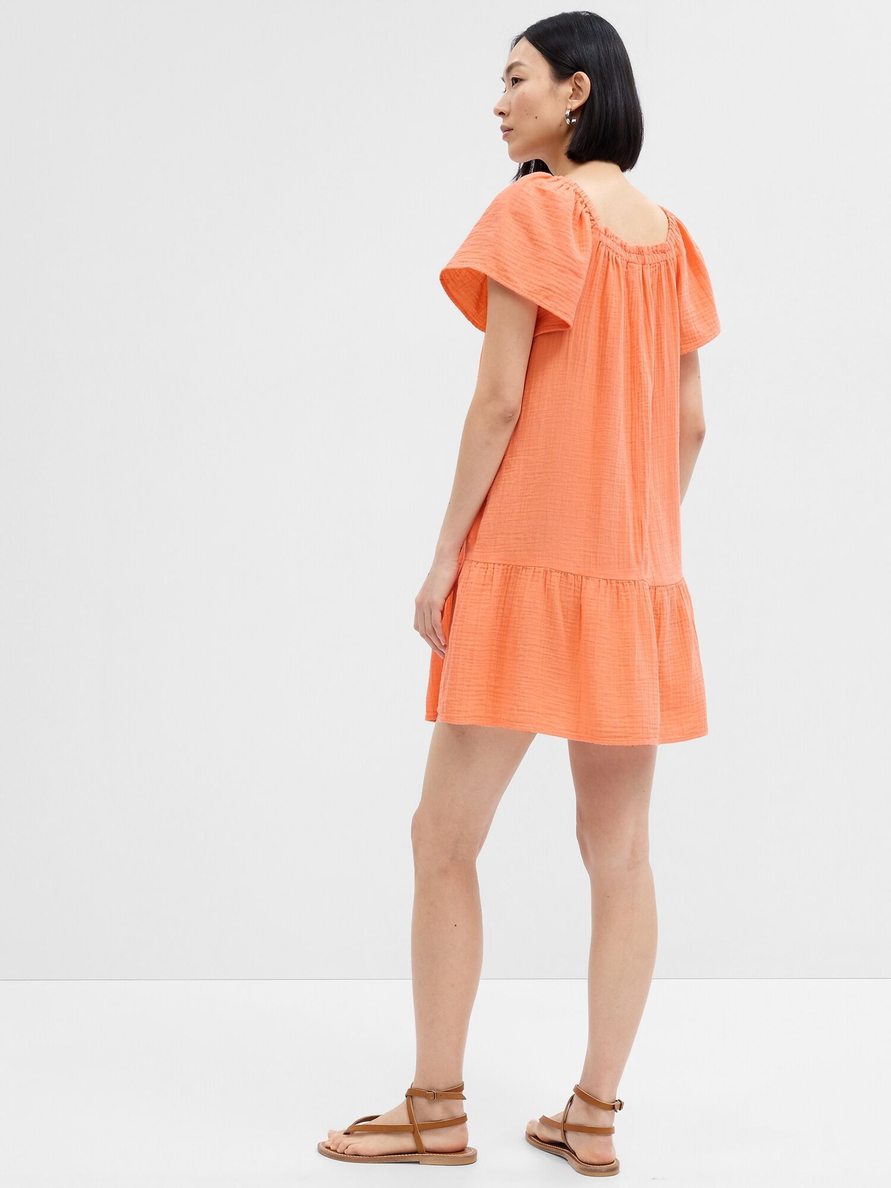 Orange Gauze Squareneck Mini Dress - Image 2 of 2