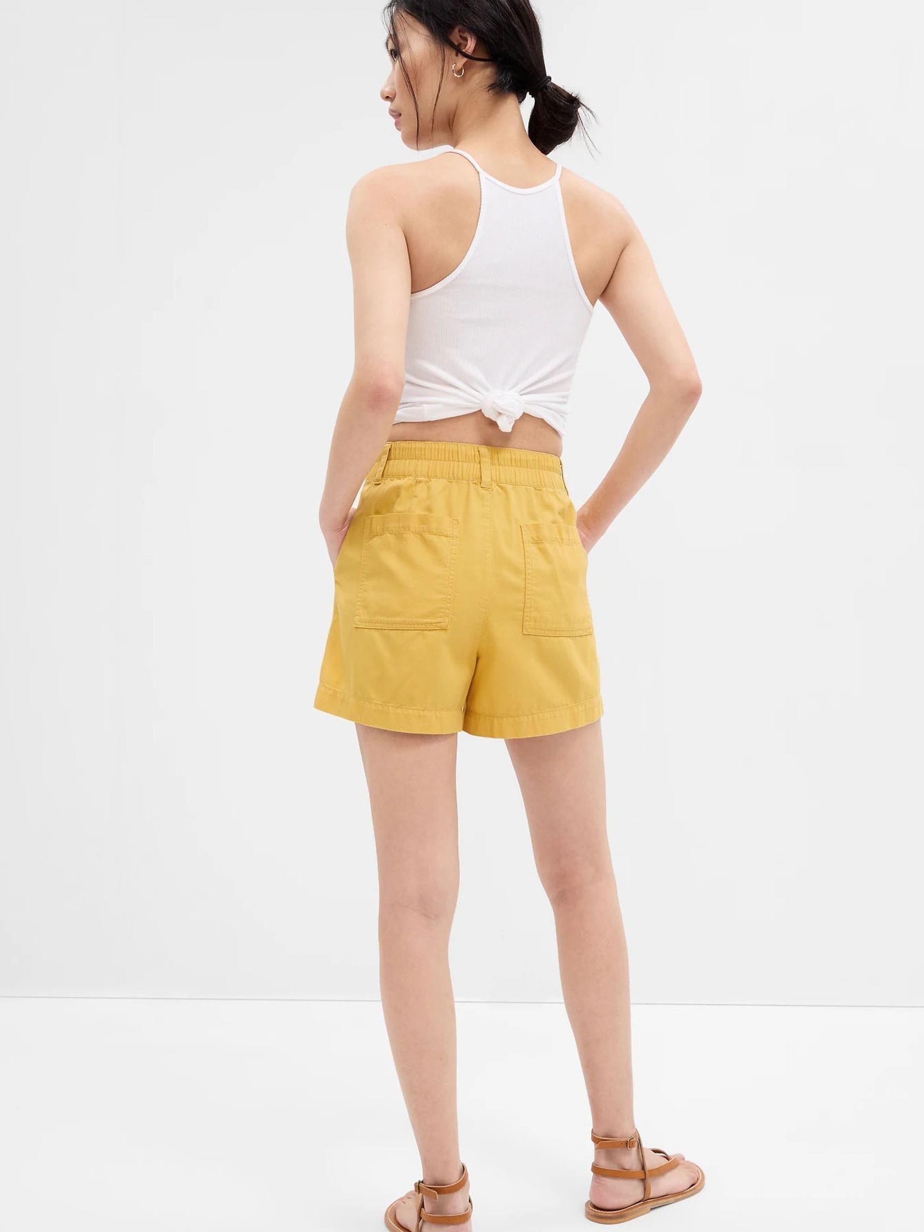 Yellow High Rise Pull On Cargo Shorts - Image 2 of 2
