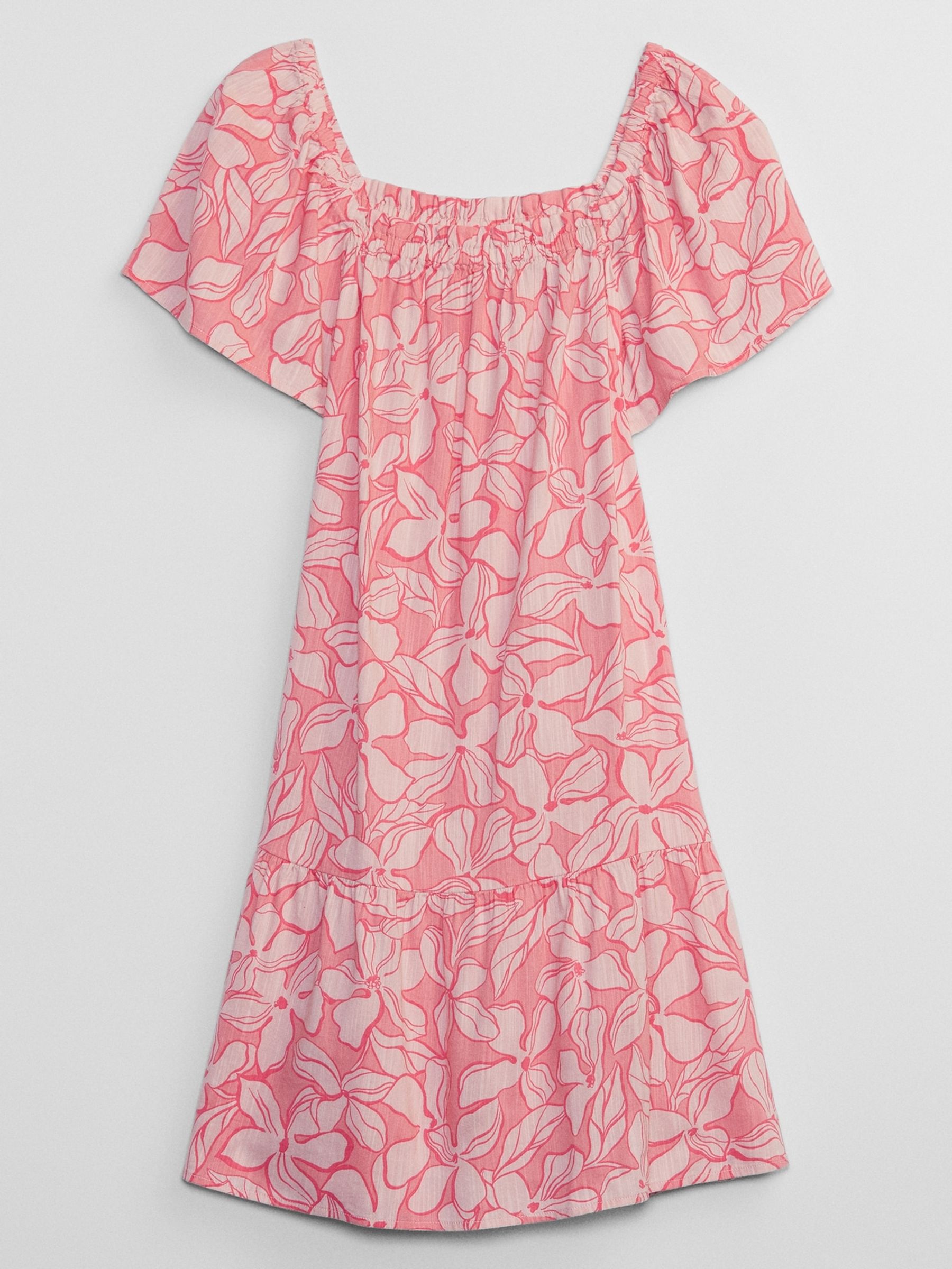 Pink Print Squareneck Mini Dress - Image 4 of 5