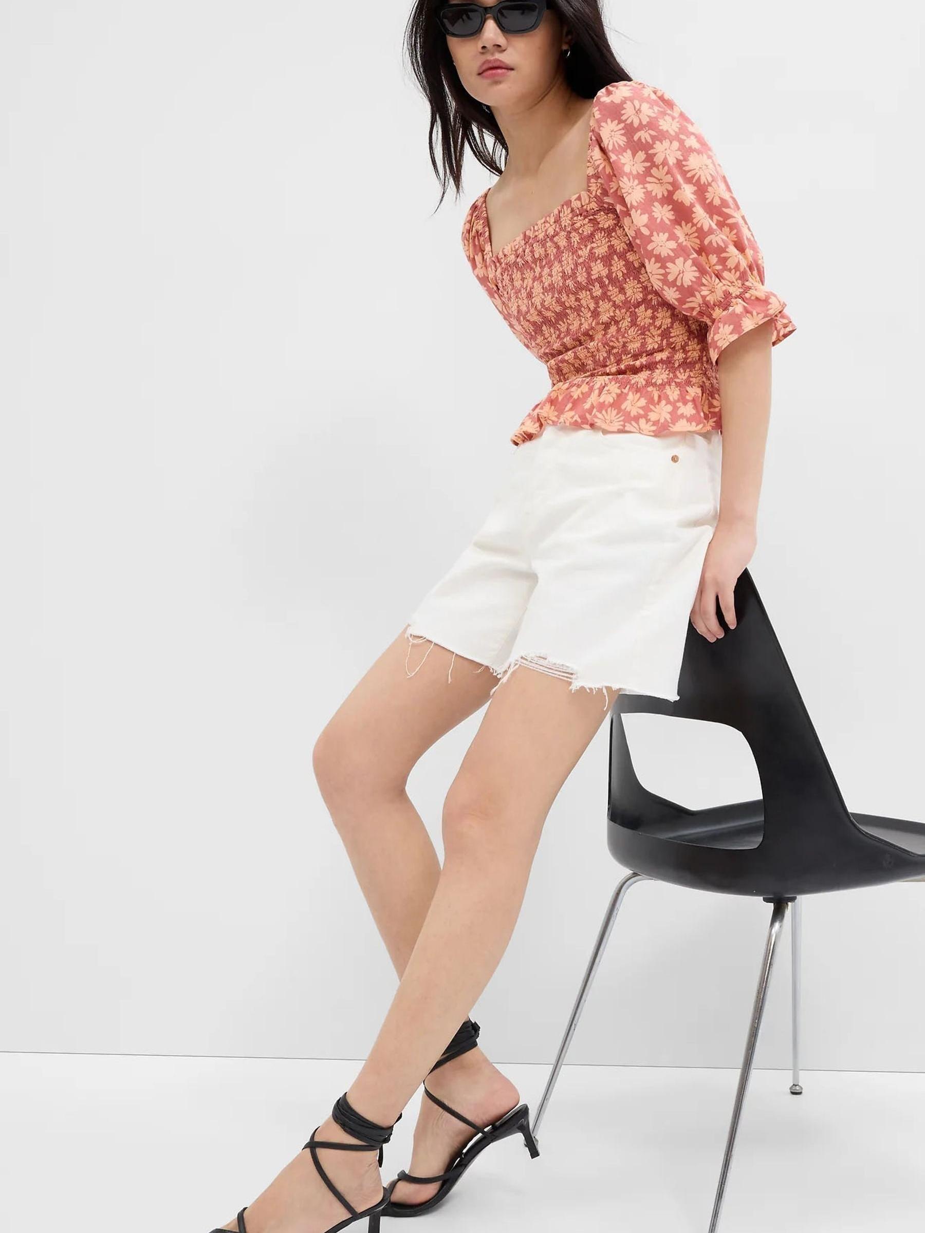 Brown Smocked Peplum Top - Image 1 of 2