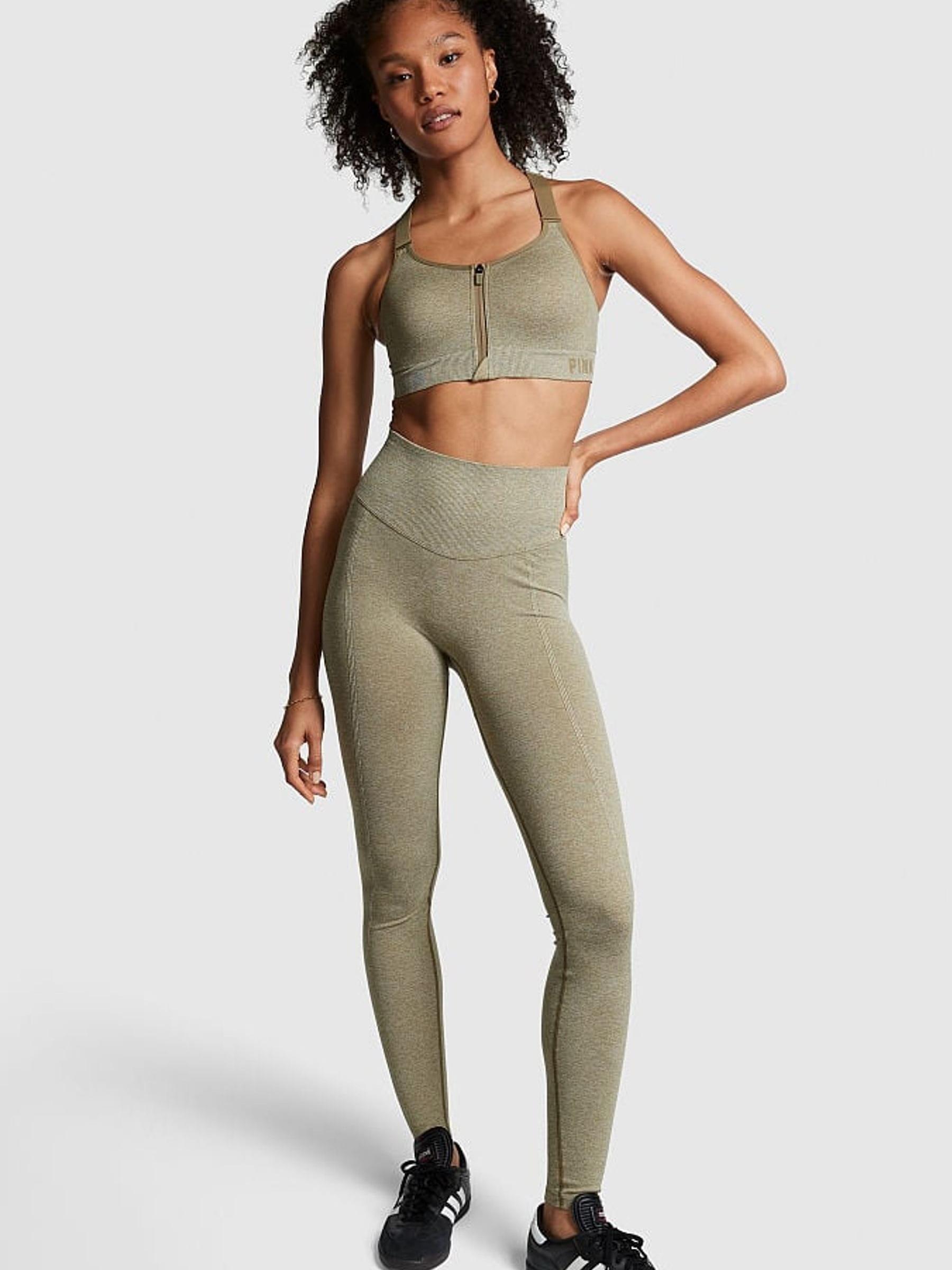 Dusted Olive Marl Green Logo Legging - Image 1 of 4
