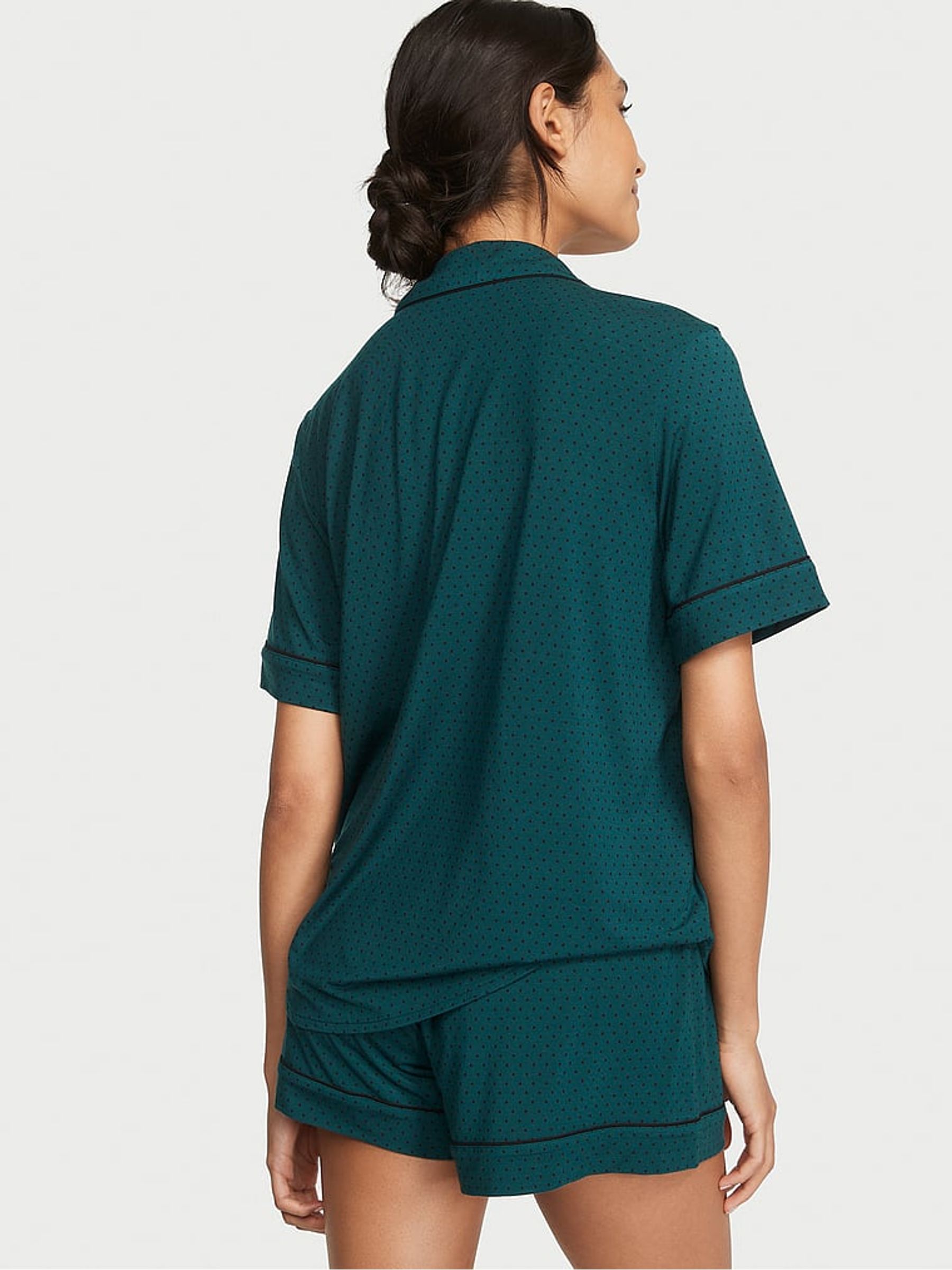 Black Ivy Green Pin Dot Modal Short Pyjamas - Image 2 of 3