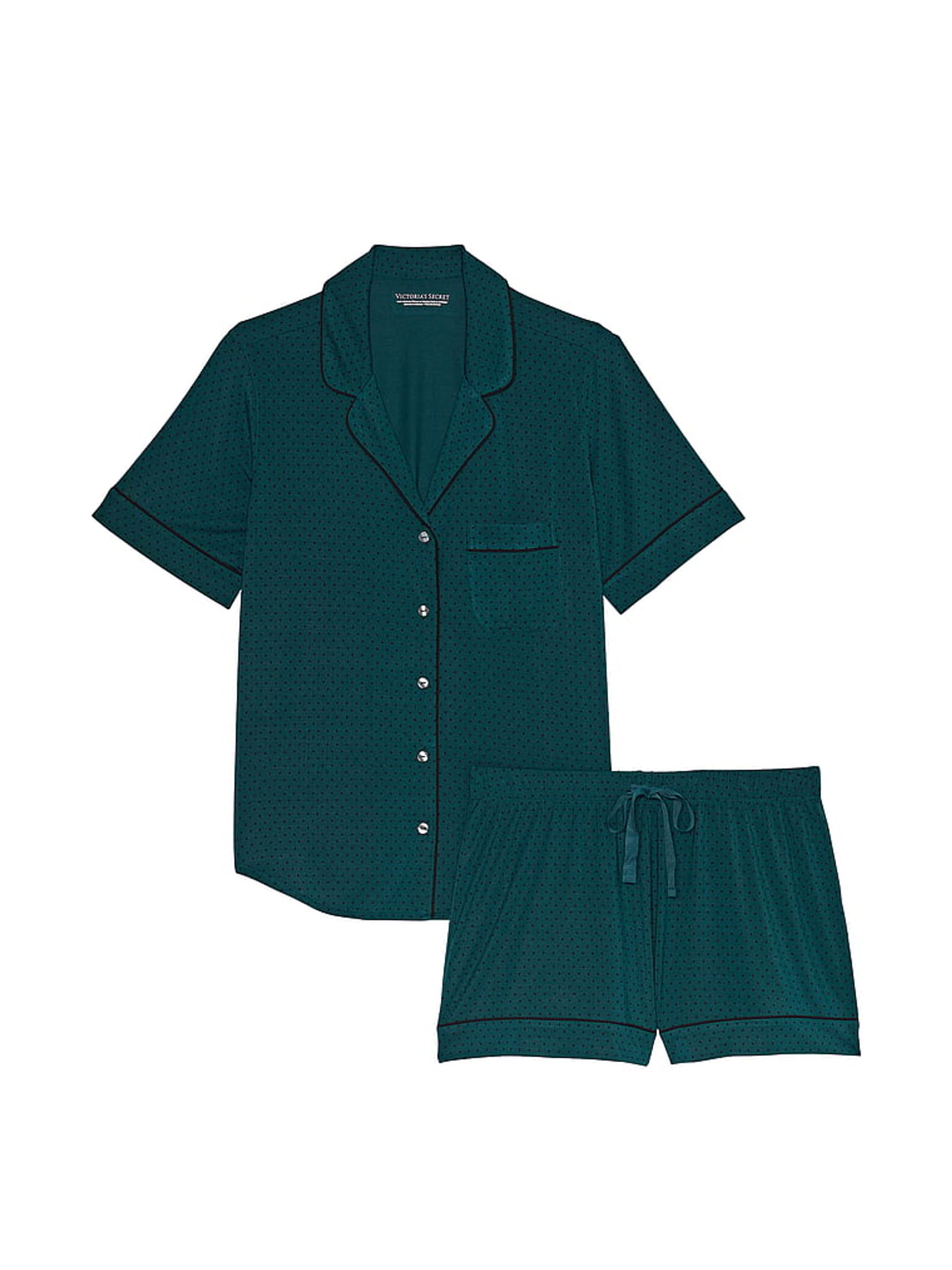 Black Ivy Green Pin Dot Modal Short Pyjamas - Image 3 of 3