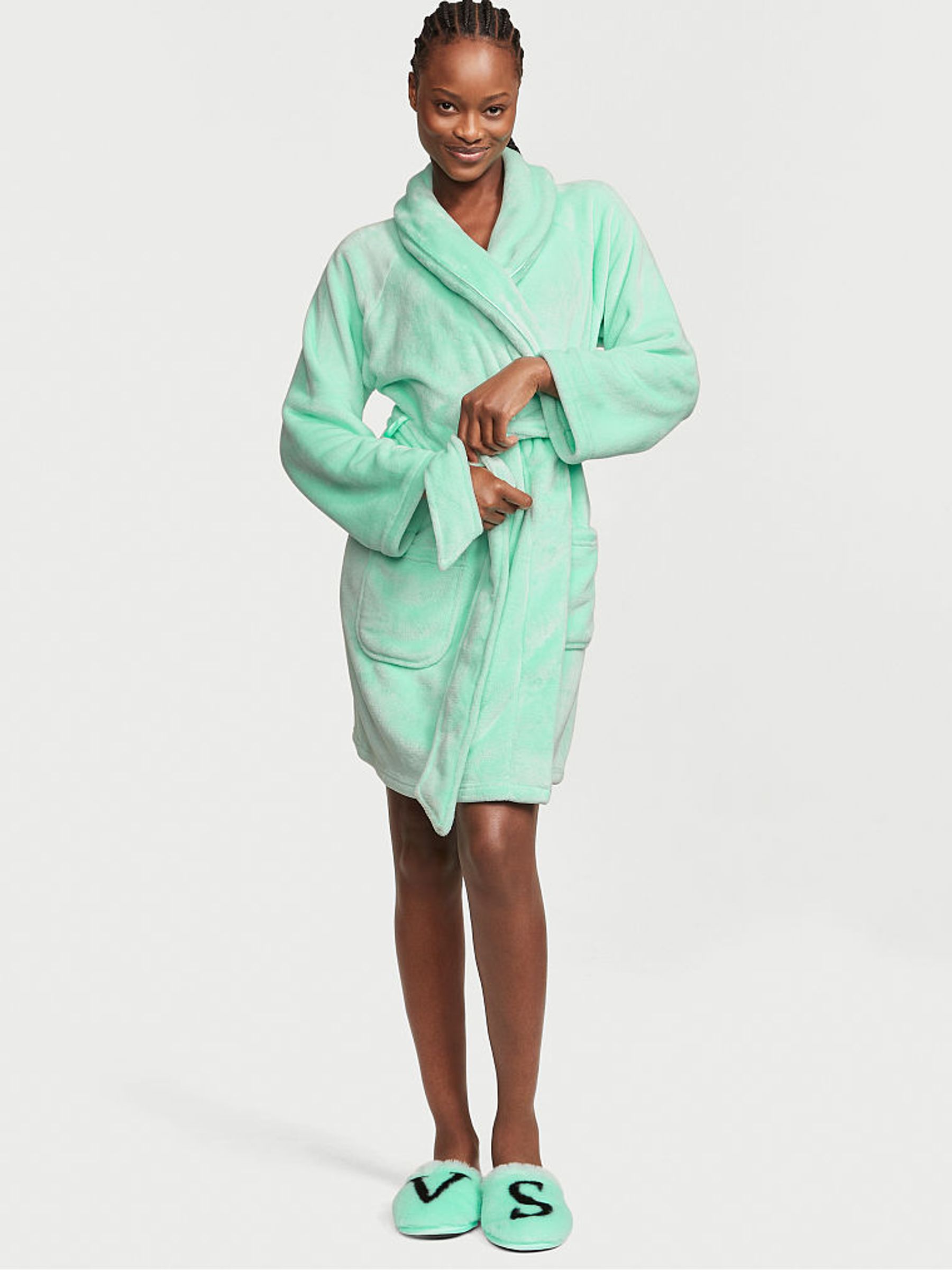 Waterfall Green Cosy Short Dressing Gown - Image 1 of 4