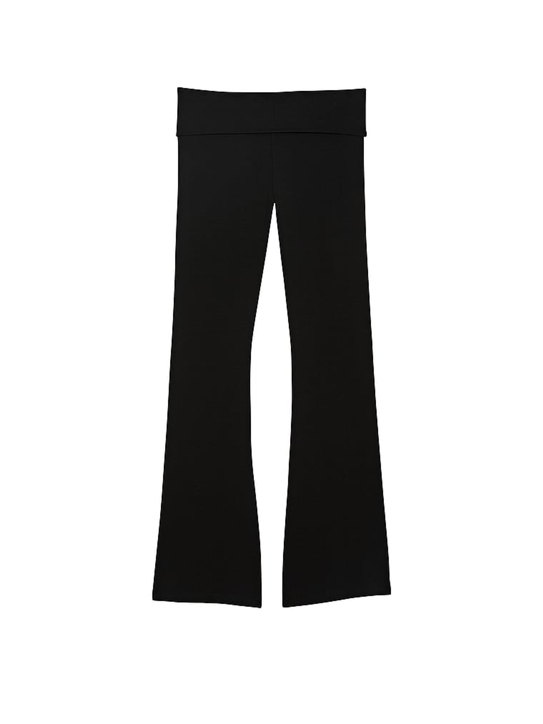 Pure Black Cotton Foldover Flare Legging - Image 3 of 3