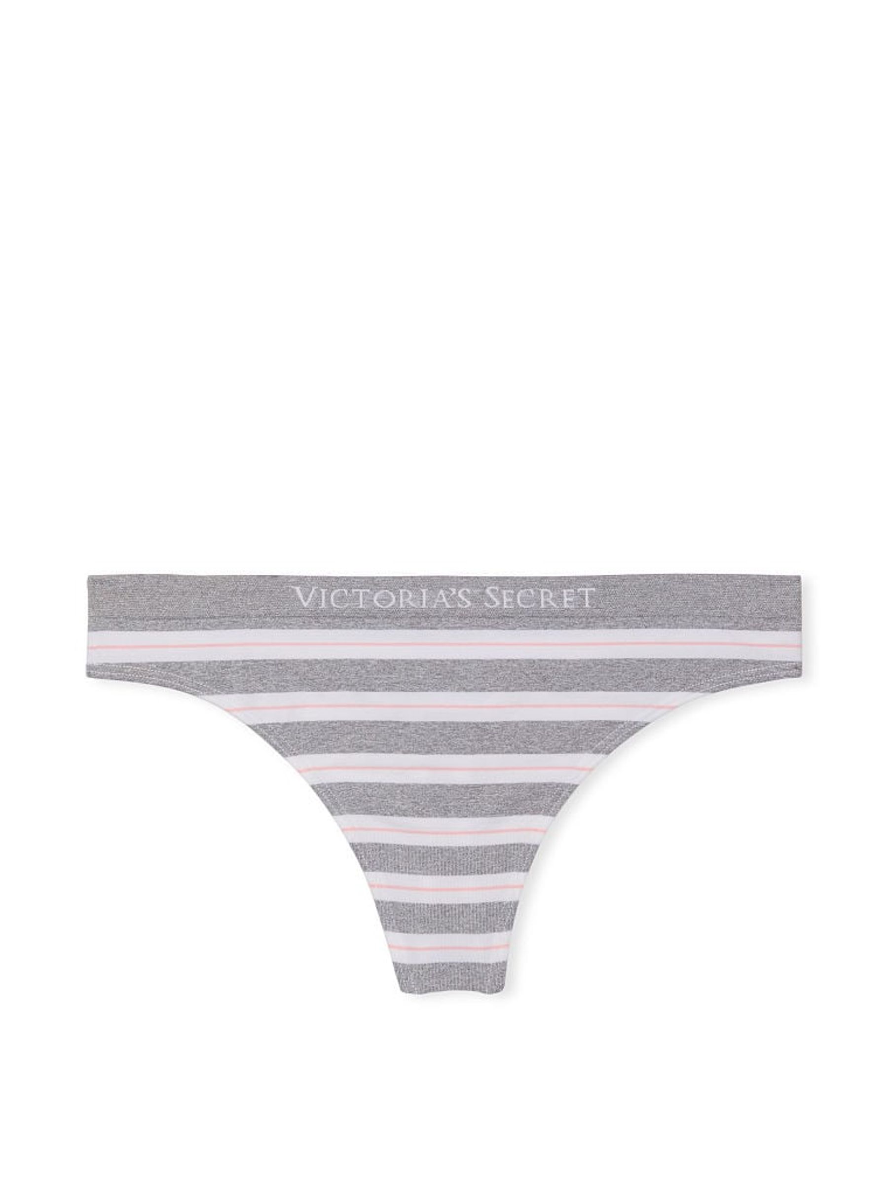 Grey White Stripe Thong Knickers - Image 3 of 3