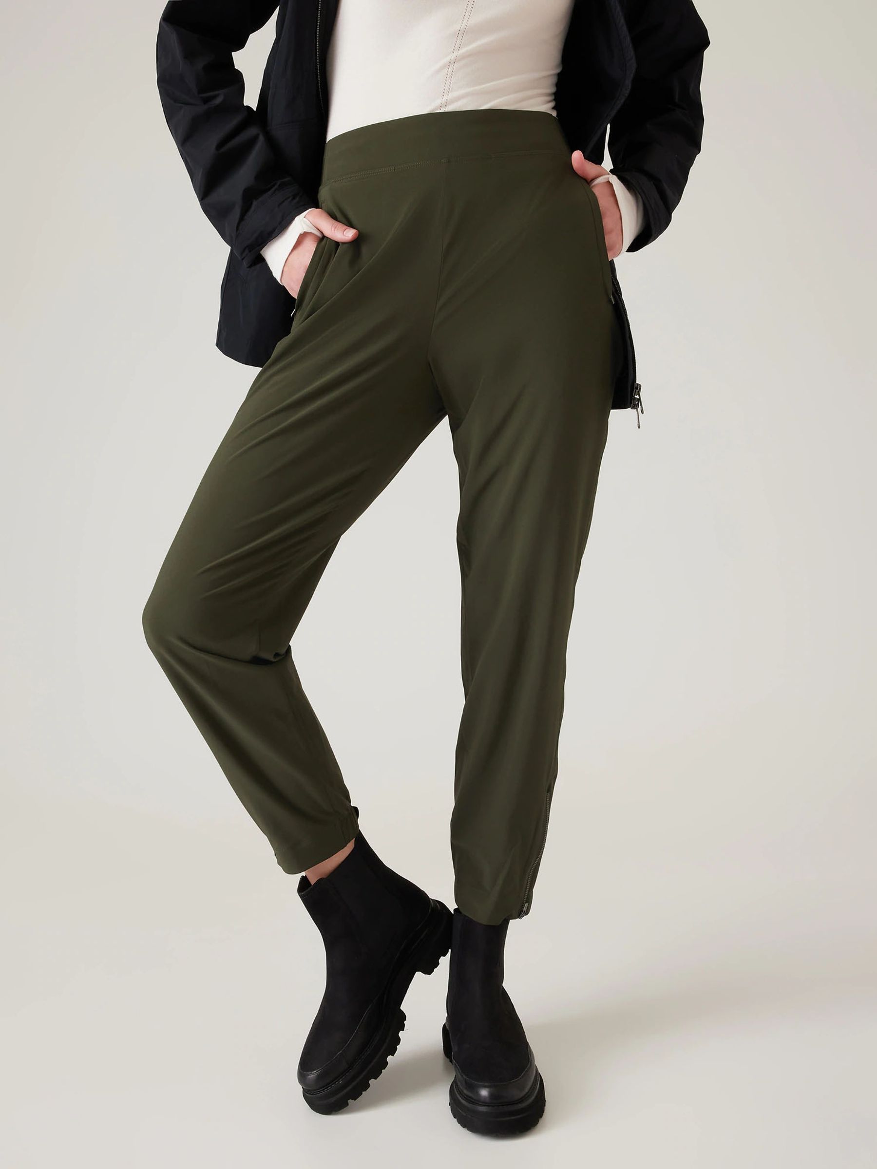 Athleta Green Brooklyn Mid Rise Featherweight Joggers - Image 1 of 5